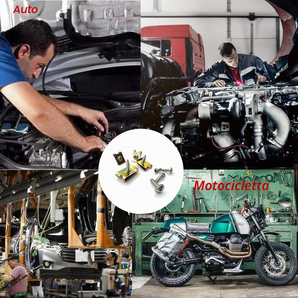 Set di 200 Assortimento di dadi e viti per carrozzeria Nr.6/8/10/12 M3 M4 M5, Clip Viti Fermi Rivetti Fissaggio Fermaglio Per Moto Camion Roulotte Ferro, clip di fissaggio per motore
