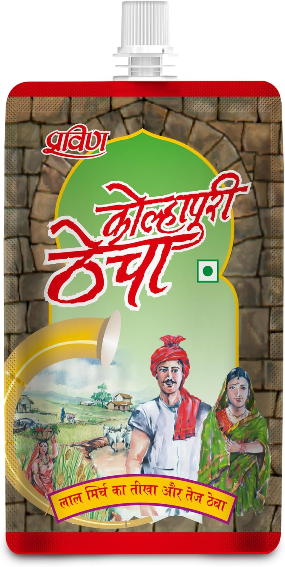 Pravin Pickles Kolhapuri Thecha 100g Pouch - Pack of 4