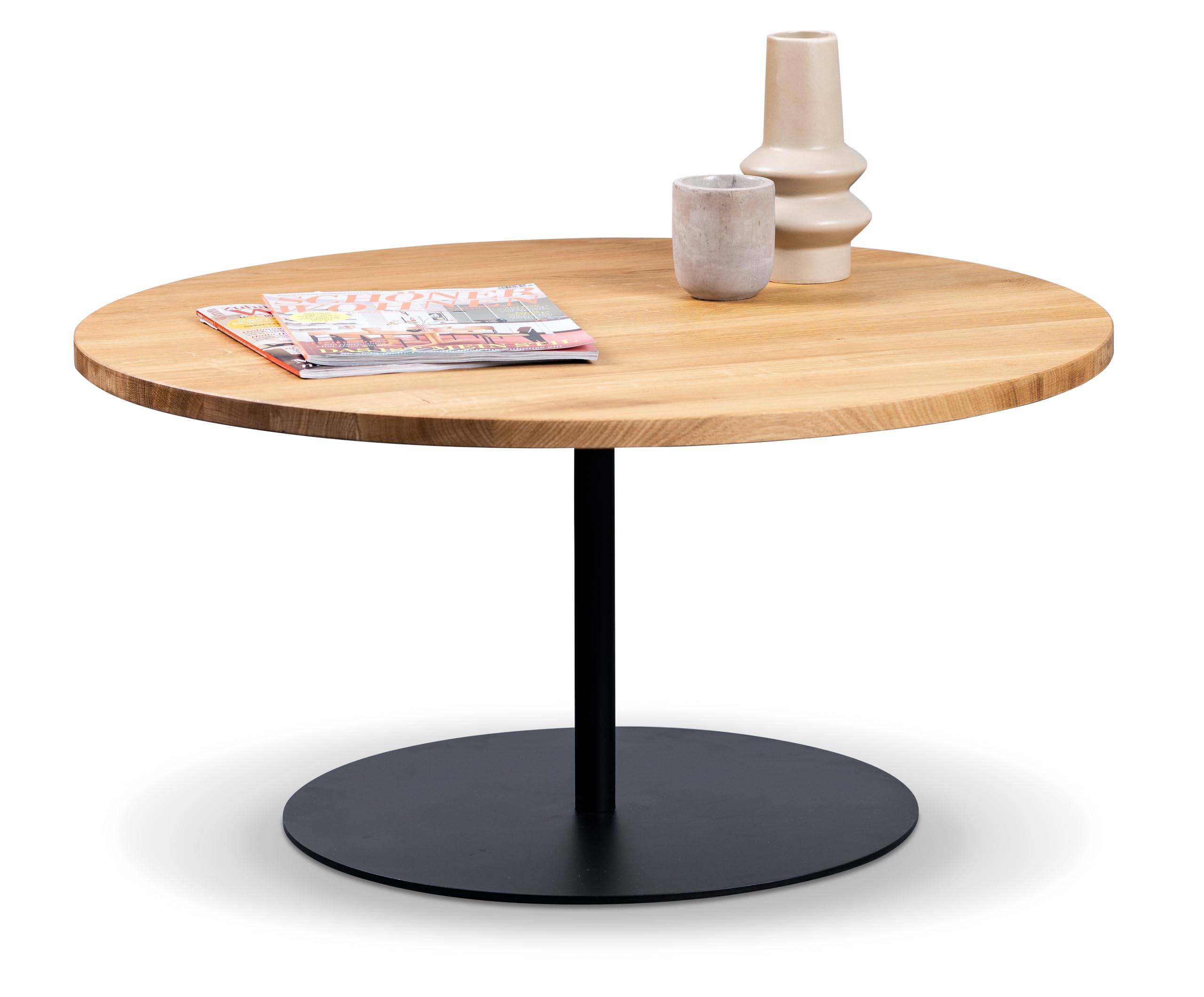 Table basse Leo 2 M2 Kollektion ø80 cm de salon ronde en bois de style contemporain