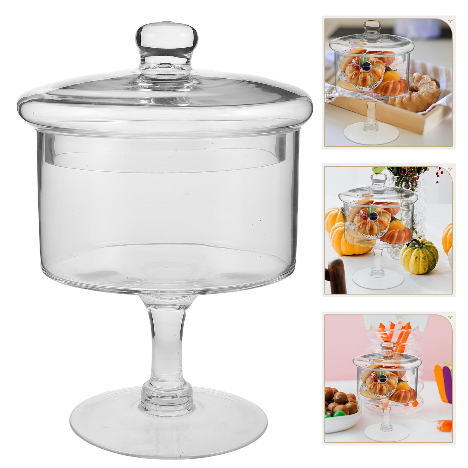 Gadpiparty Tortenständer aus Glas mit Fuß und Deckel Dessertglocke aus Glas 25cm für Desserts und Käse für Hochzeiten und Desserttische