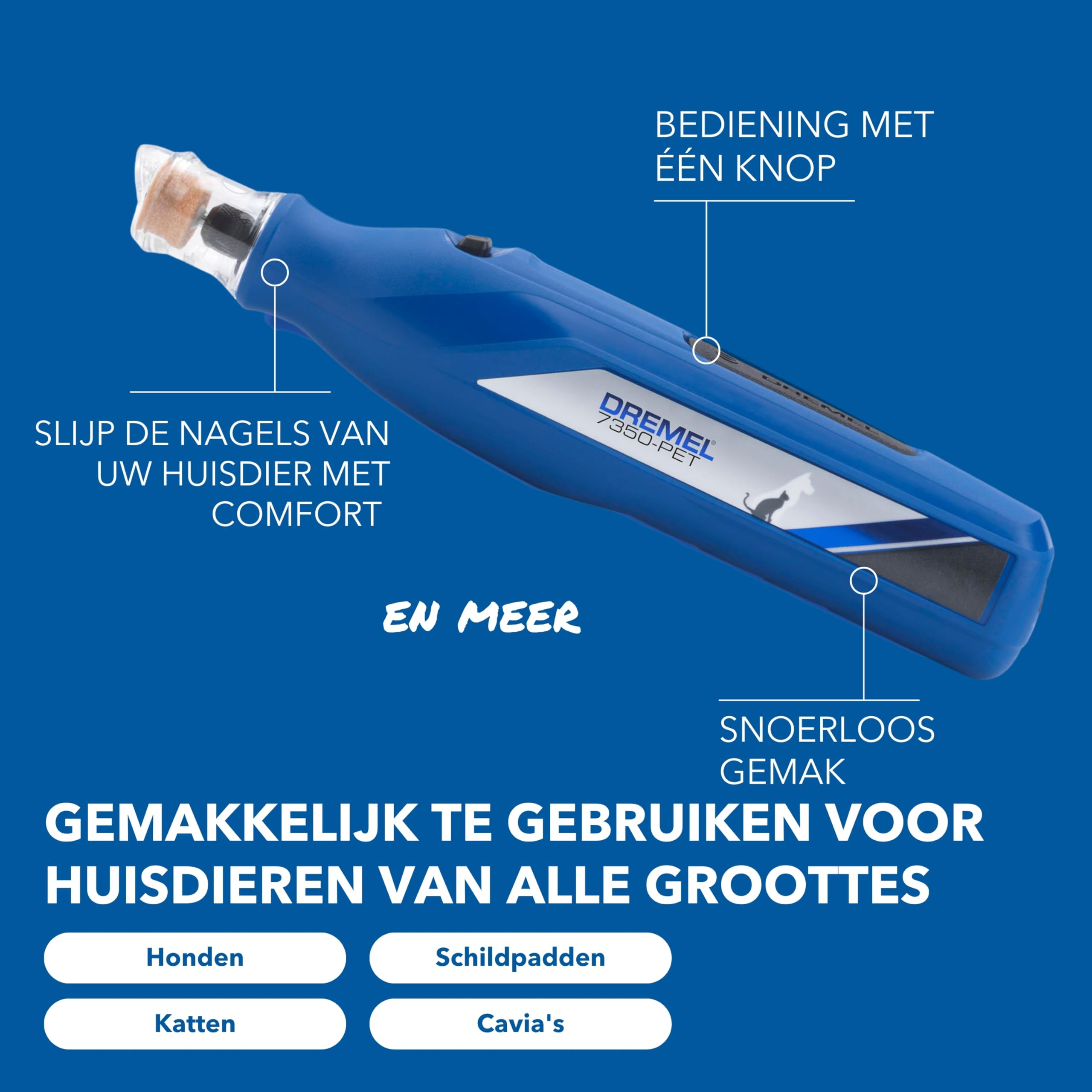 Dremel 7350 Pet 3.6V Cordless Multiherramienta para limado de uñas de mascotas fácil de usar, silencioso y ligero con 2 accesorios de esmerilado, 1 protector de seguridad y 1 cable USB