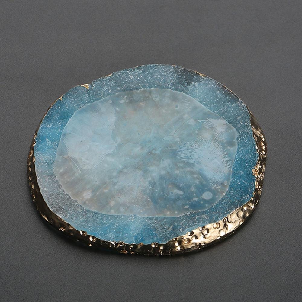 Palette en résine pour mélange de vernis à ongles, bordure dorée