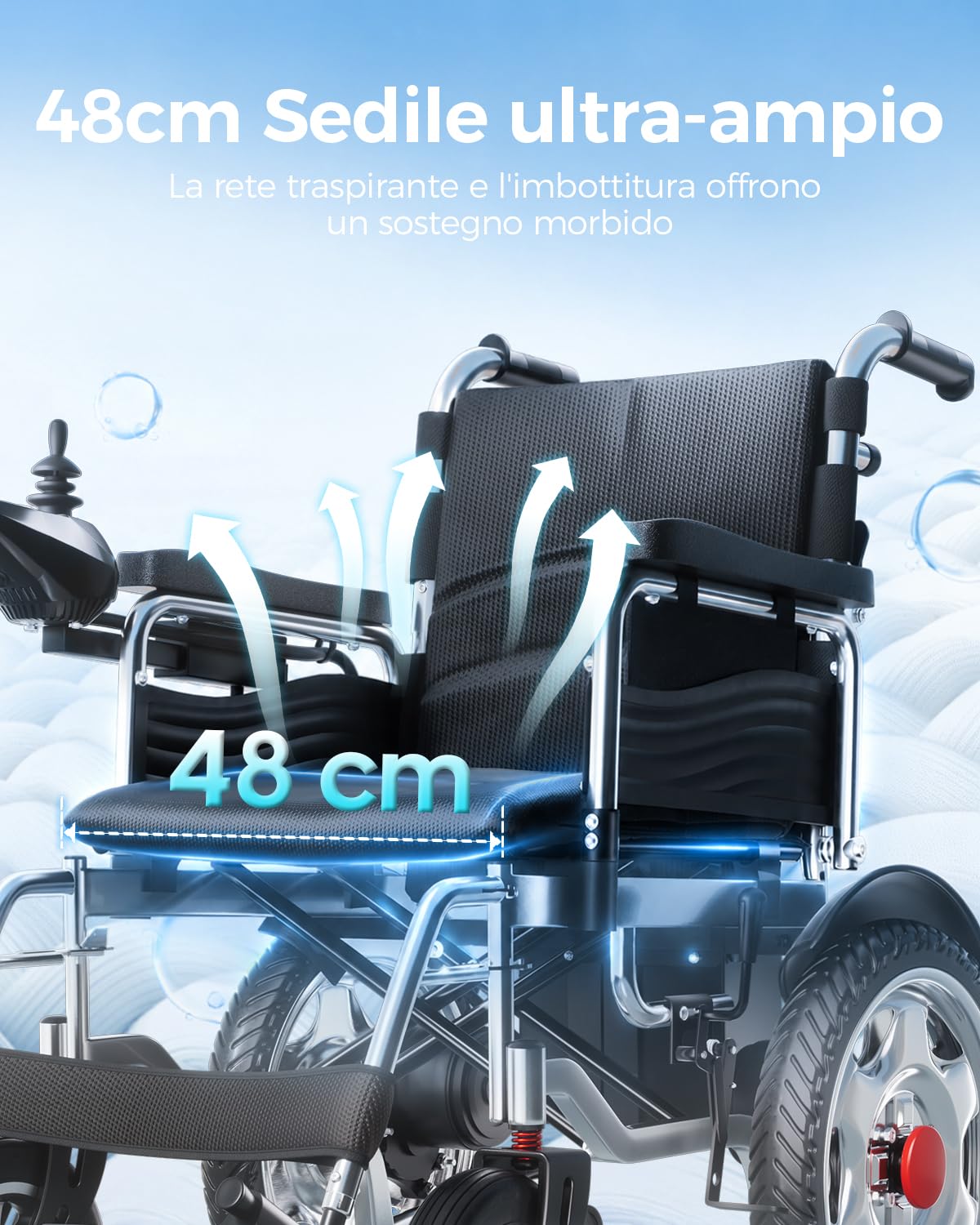 Homyking Sedia a Rotelle Pieghevole, Leggero Sedia a Rotelle Elettrica, Monopattini Elettrici, Carrozzina Per Disabili, Scooter Elettrico Adulti Senza Patente, Motore di 500W
