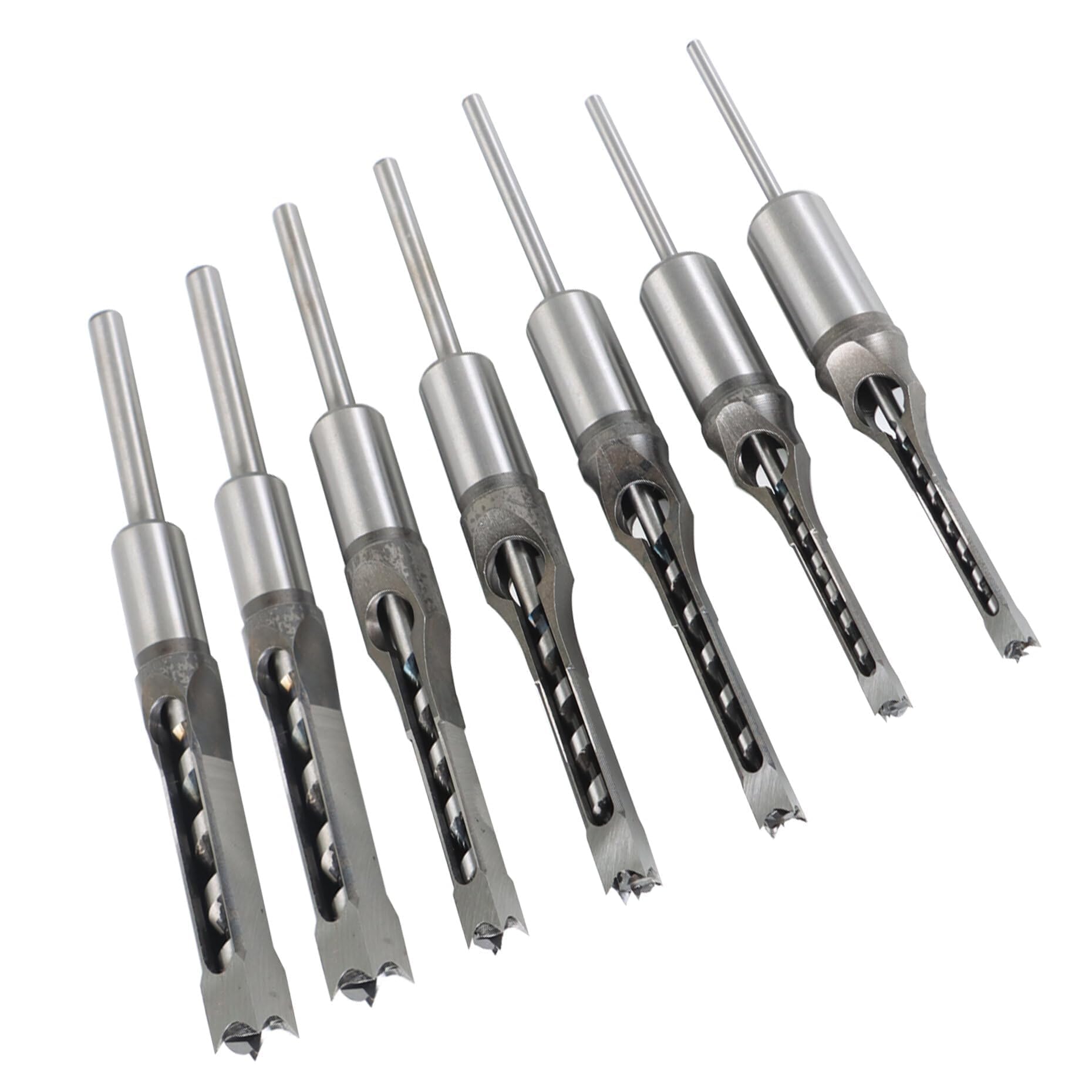 kimllier 7Pcs Square Hole Drill Bit, Stainless Steel Sharp Durable Mortising Chisel Set 6/25, 1/4, 5/16, 3/8, 2/5, 1/2, 9/16 Inch