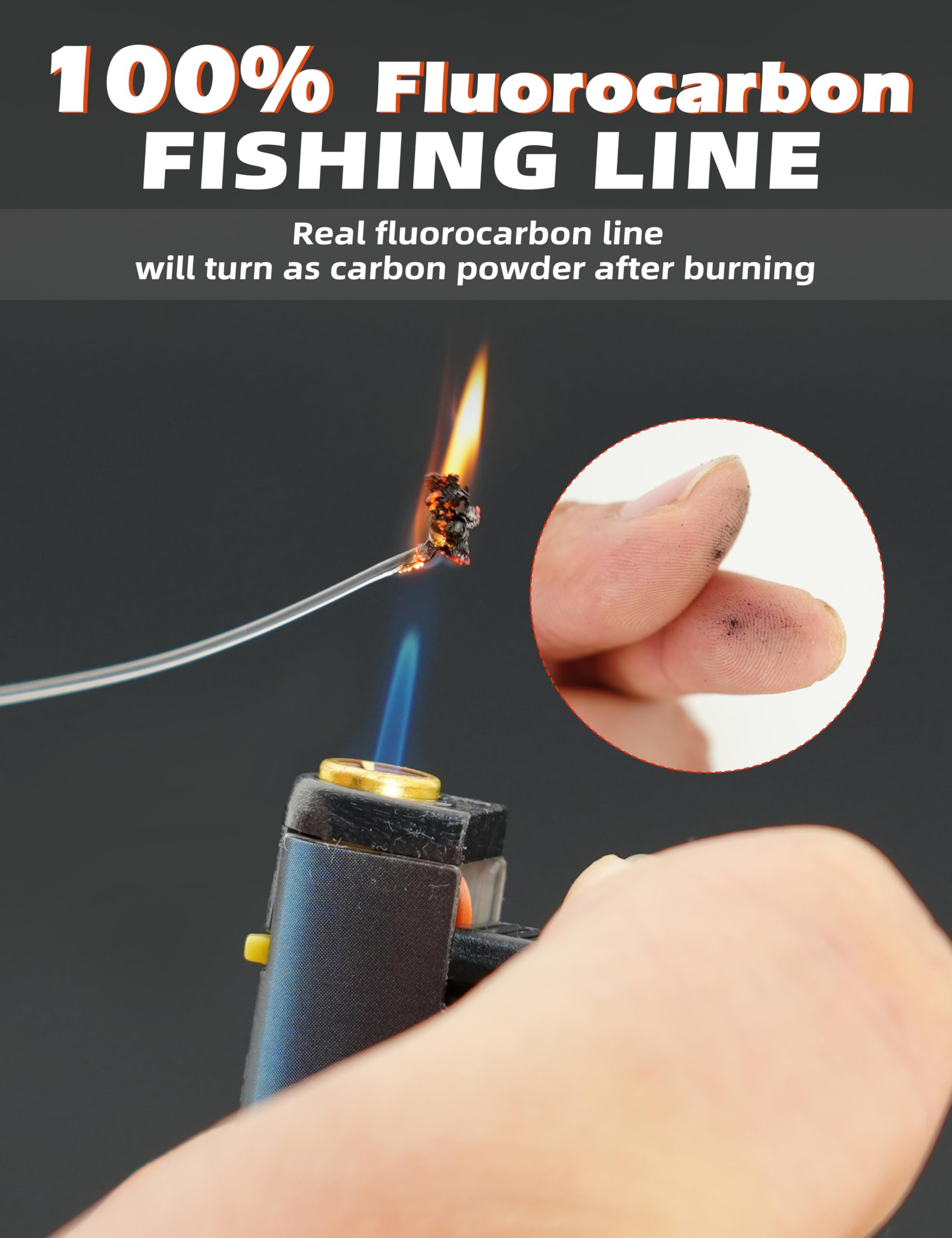 BLUEWING Línea de pesca de fluorocarbono 100% puro, 25 yardas, 60 libras, línea líder de fluorocarbono, transparente, diámetro fino, cuerda de pesca para pesca de agua dulce y salada