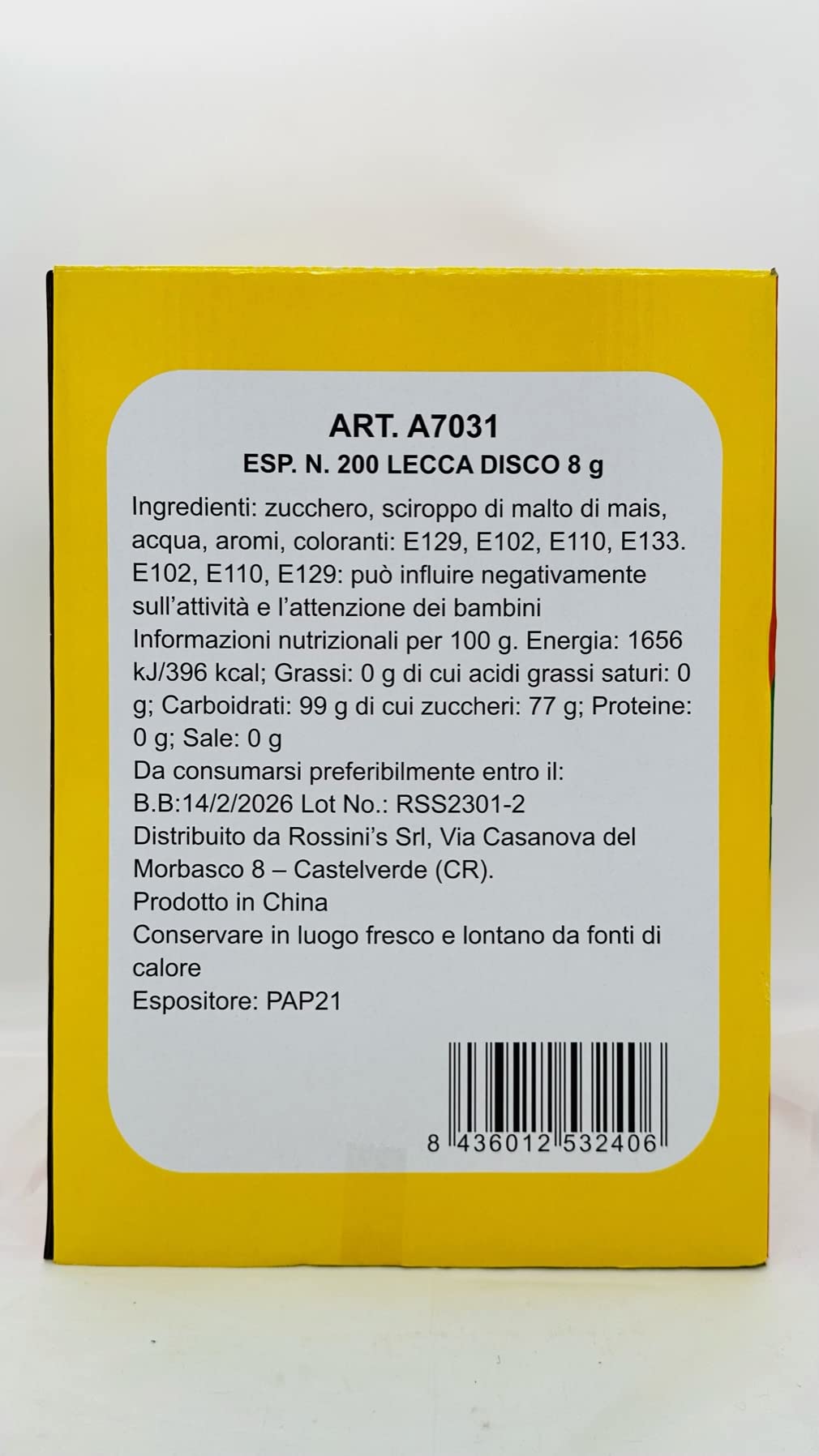 ROSSINI'S - N.1 SCATOLA DA N.200 LECCA LECCA - NUOVA CONFEZIONE - (LECCA PIATTO)