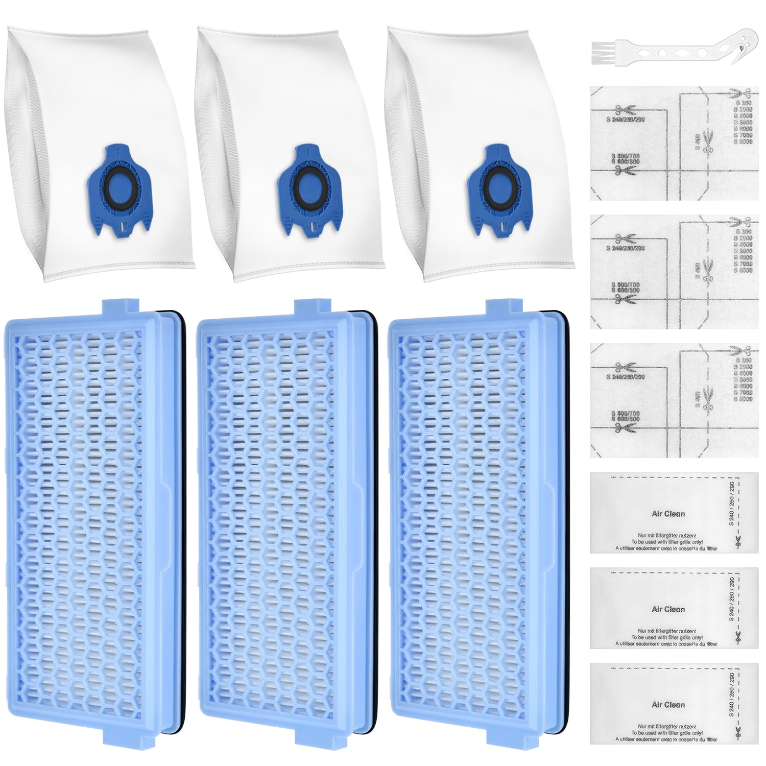 Kit 3 Filtres HEPA + 5 Filtres Moteur Pour Aspirateurs Miele C1 C2 C3 - Compatible S8340