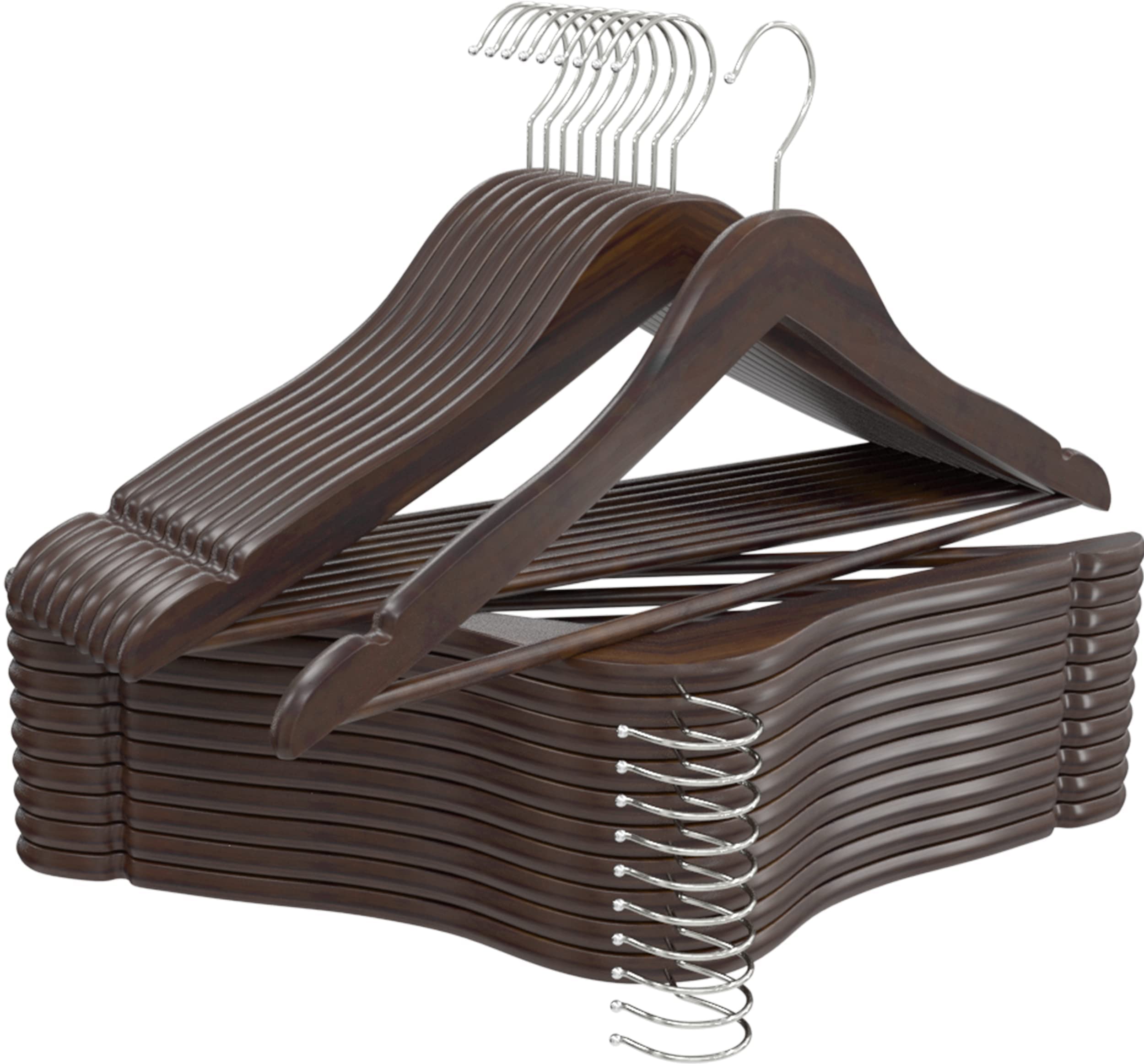 Utopia Home Paquete de 20 Perchas de Madera Vintage con Ranuras para Hombros, Antideslizantes y Ligeras para Abrigos, Trajes, Pantalones y Chaquetas