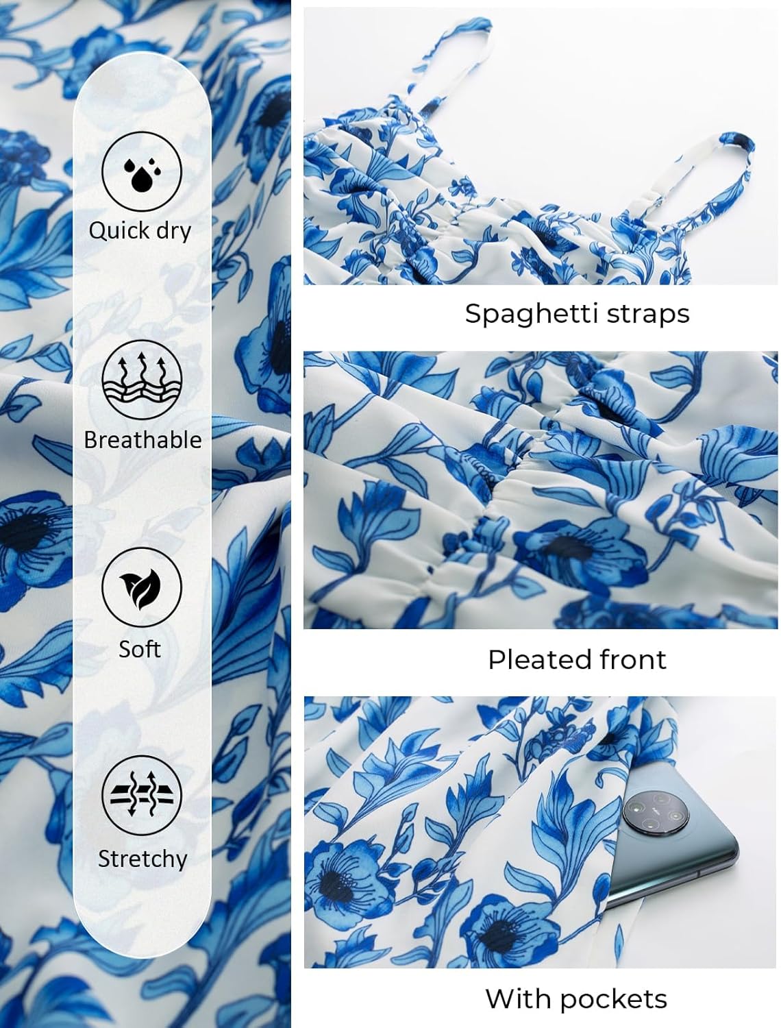 Hanna Nikole Women‘s Plus Size Casual Spaghetti Straps Bohemian Maxi Dress V Neck Flowy Dress with Pockets - Image 4