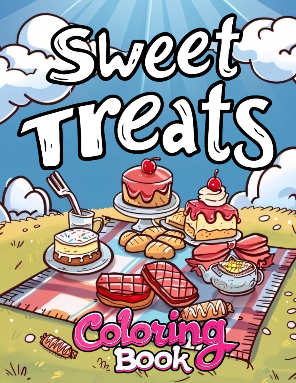 Sweet Treats Coloring Book: 50 Bold & Easy Designs With Tasty Desserts, Deliciously Simple, Cute and Delicious, Large Print, Bleed-Proof