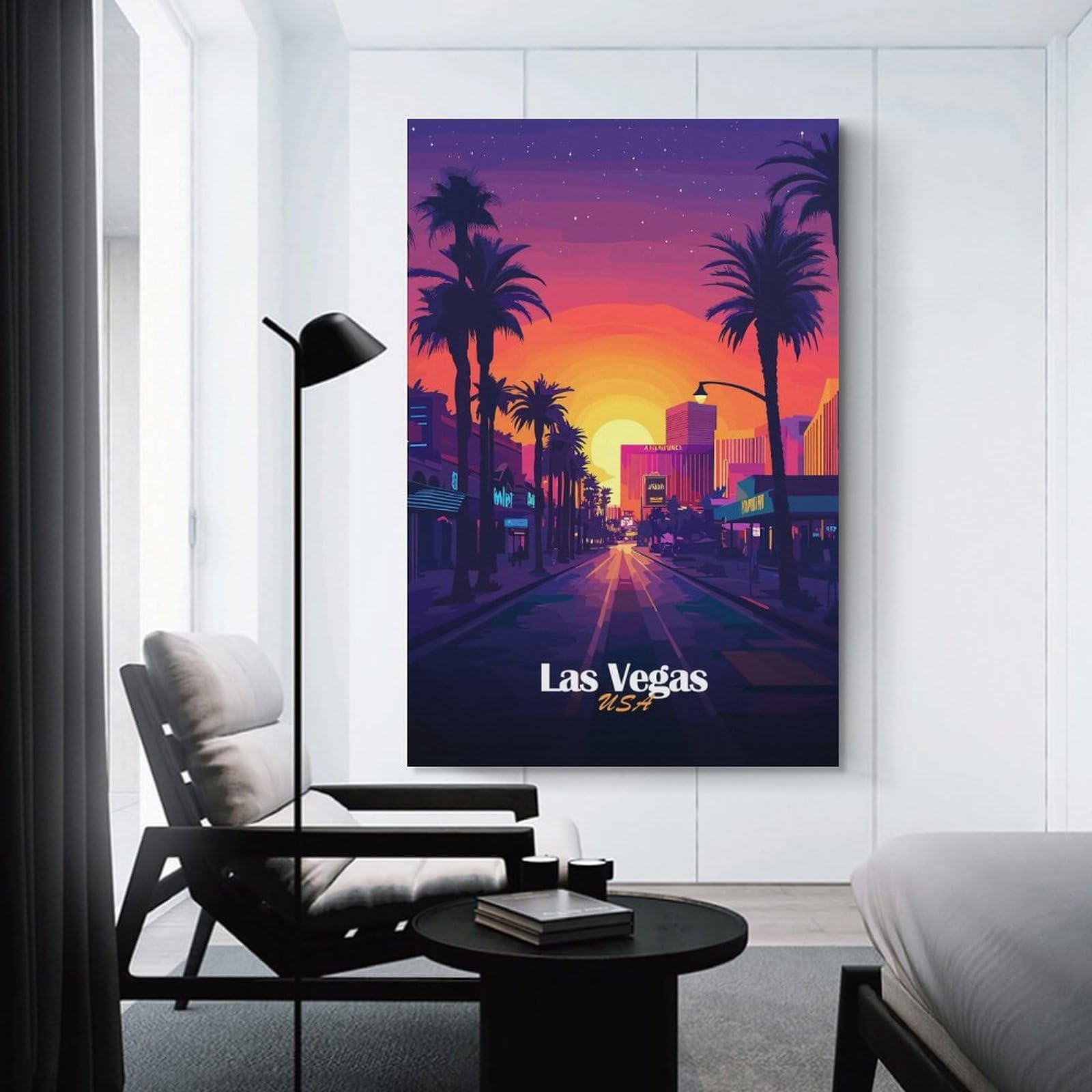 Junmoney Unframe-Style-3-1 Las Vegas Sunset Cityscape Home Decor Wall Art, 20X30inch(50X75cm), For Calm Bedrooms, Home Corners Or Flats, Canvas Wall Decor For Personal Spaces