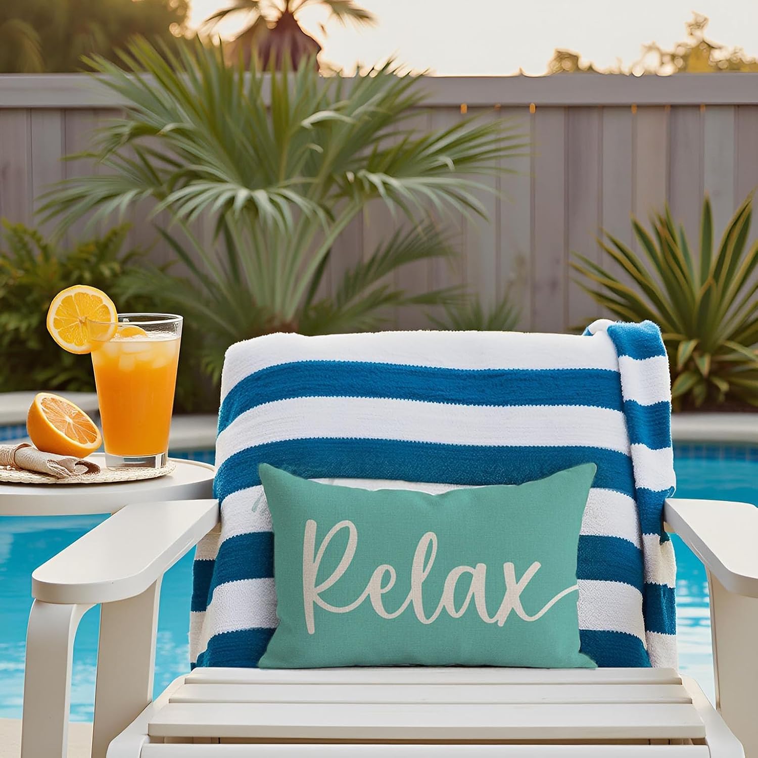 Welcome to Our Happy Place Relax Decorative Throw Pillow Covers 12x20 Inch Set of 2 Turquoise Outdoor Spring Summer Beach Decor Lumbar Cushion Case Decoration for Home Sofa Couch Living Room - Image 3