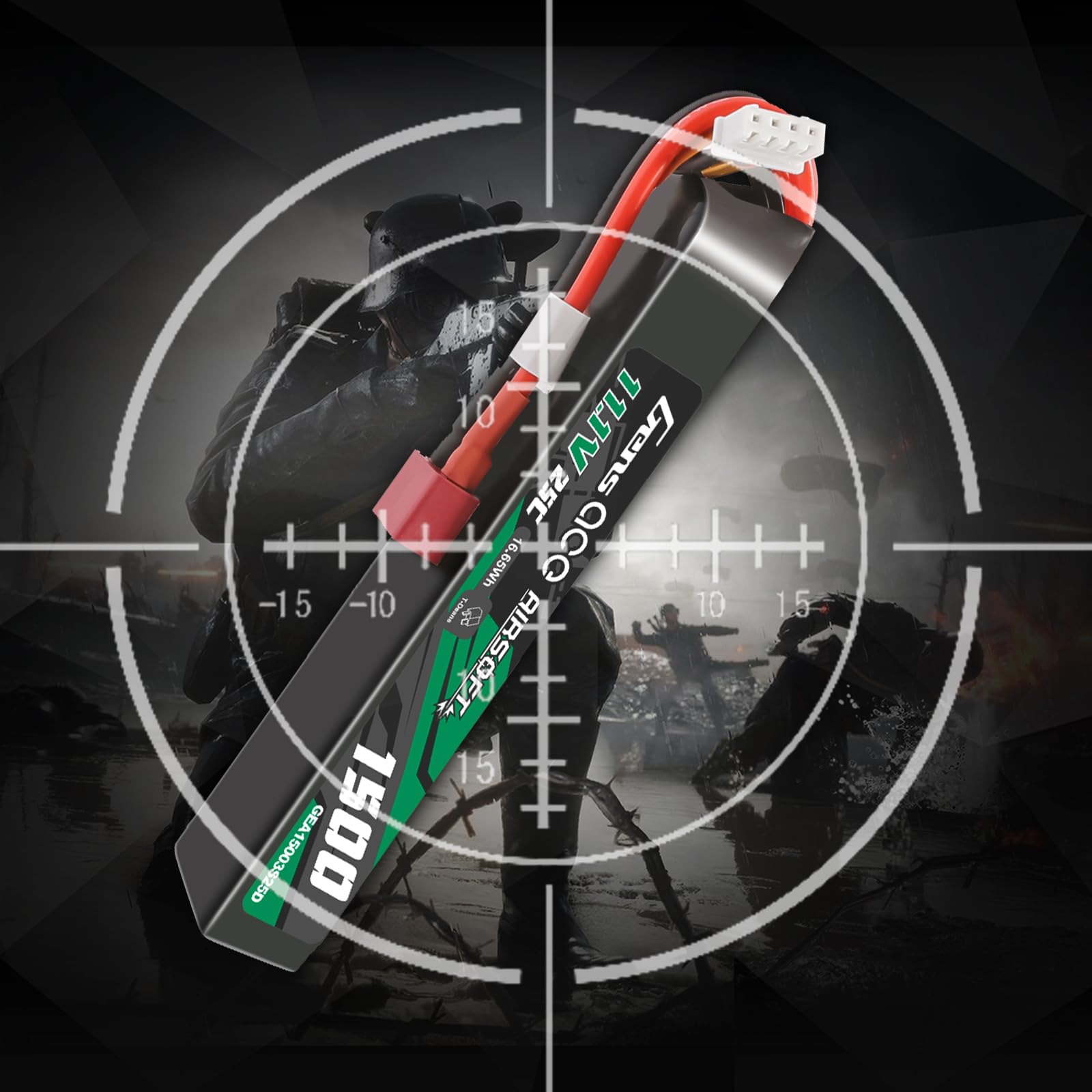 Gens Ace Batería LiPo 11,1 V 1500 mAh 25C 3S1P con Conector Deans (T-Deans), Compatible con Réplicas de Airsoft AEG