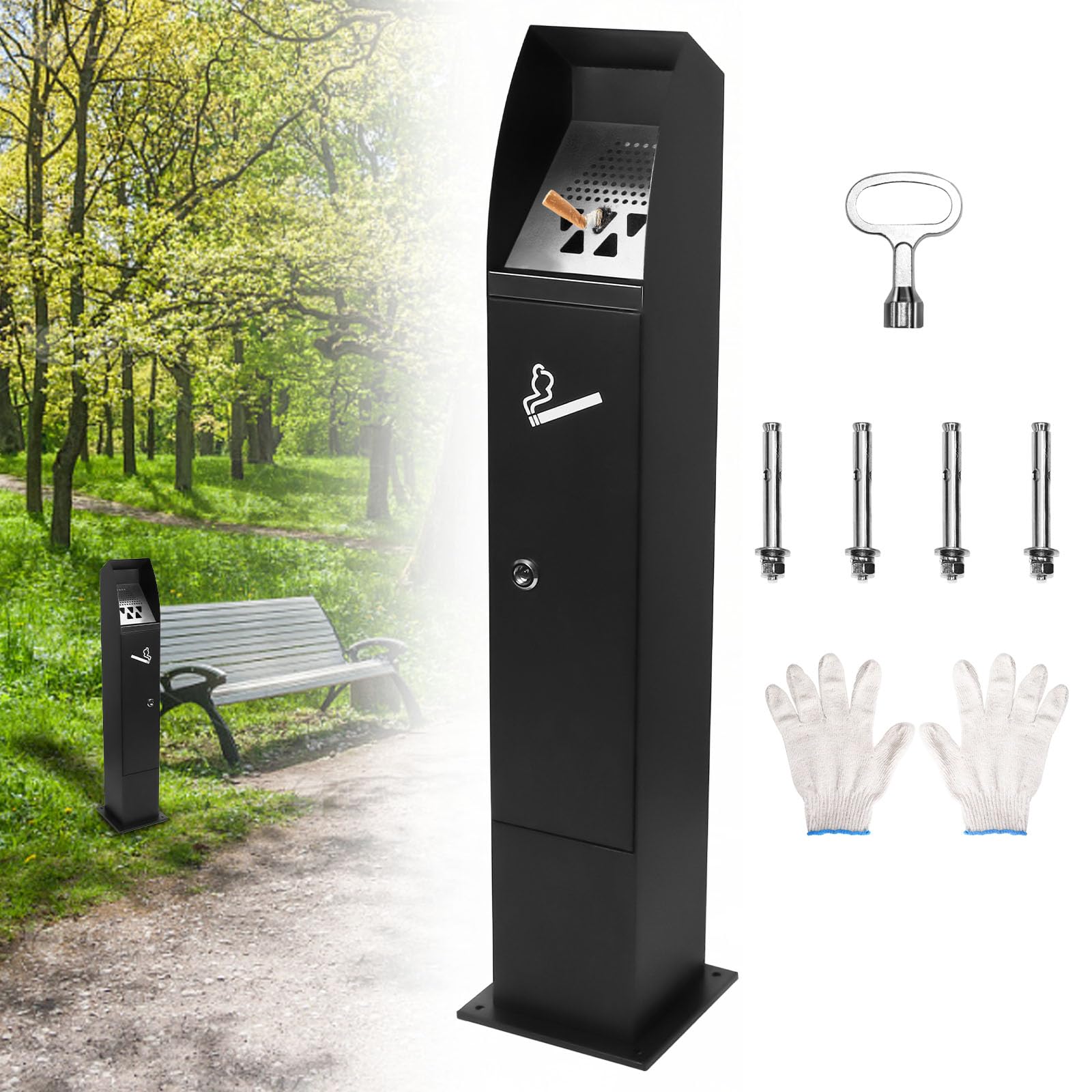 Posacenere da Pavimento per Esterni, Posacenere da Terra in Acciaio Inox per Patio Hotel Caffè Uffici Ristoranti Bar da Poweka