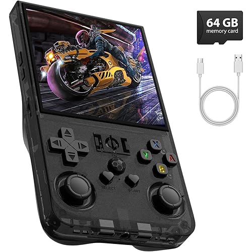 R36MAX Retro Gaming Console, 4.0 Inch Handheld Game Console with 64GB Classic Video Games Inchluded,Support 30+ Simulators,Hand Held Game Console for Christmas (Black)
