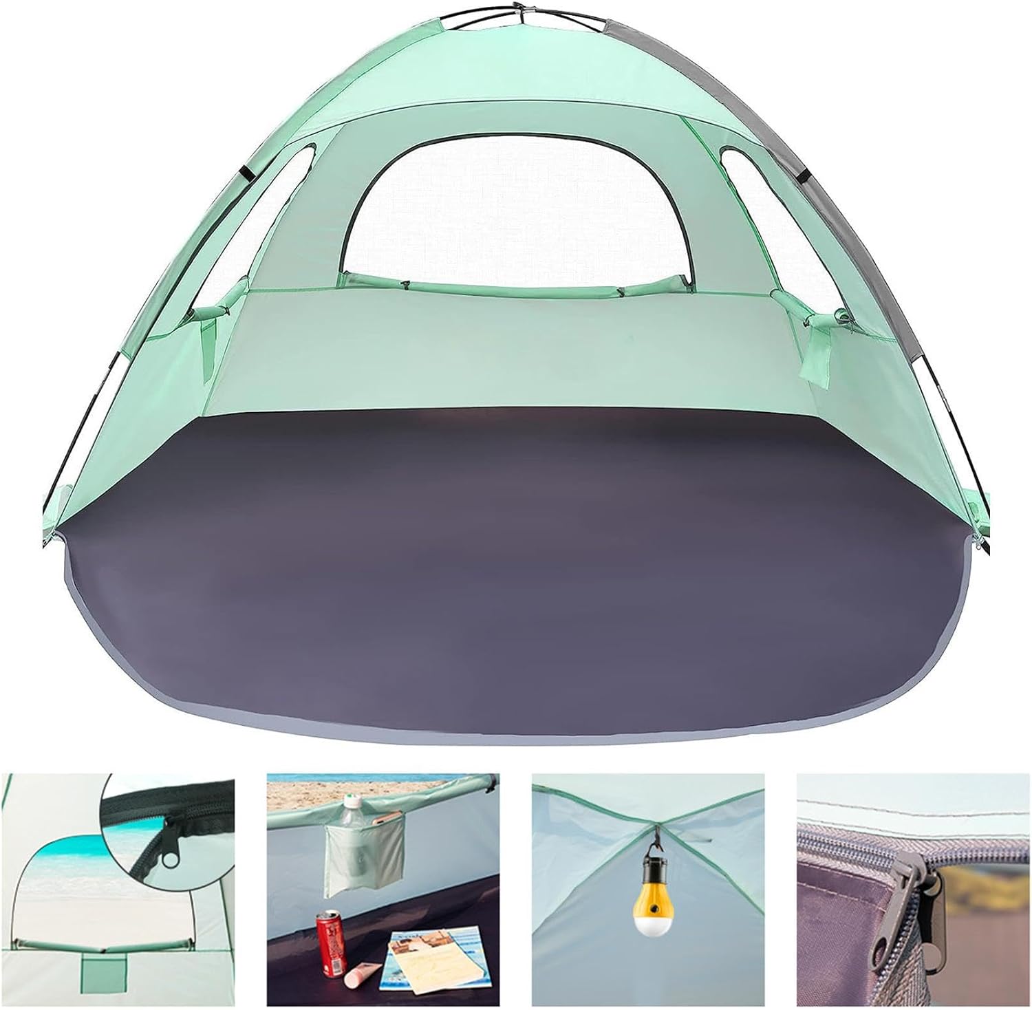 ビーチテント,ビーチテントサンシェルター - ポータブル屋外シェードテントビーチテント,湖、公園、ハイキング、釣り、キャンプ用のマル