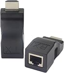 HDMI Extendeur,HDMI à RJ45 Réseau câble extender convertisseur répéteur sur le chat 5e / 6 1080p jusqu'à 30m Émetteur inclus extendeur & Récepteur pour HDTV PS4 STB DVD 4K 2K (Noir)