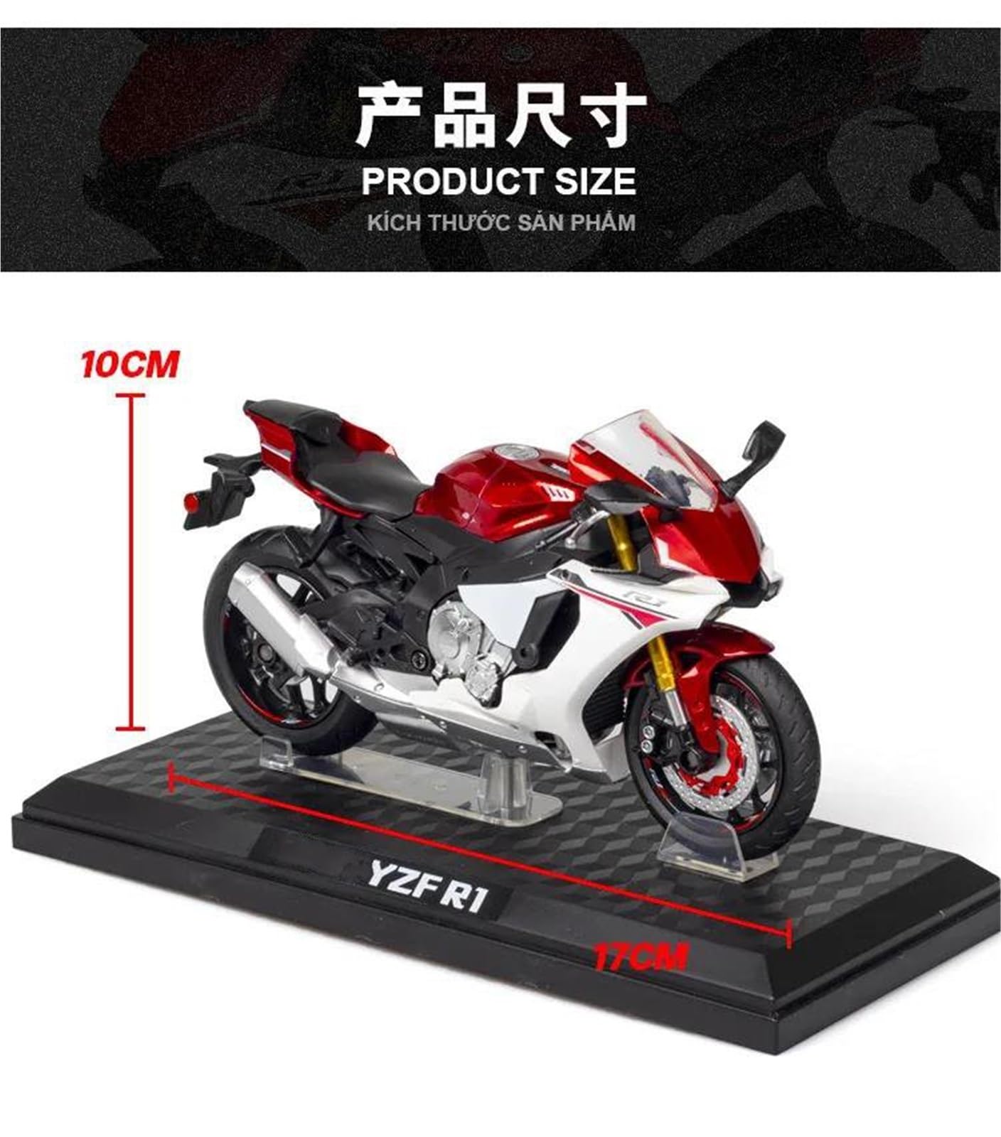 Modello di moto Modellino Di Moto Da Cross In Scala 1/12, Auto Giocattolo Collezione, Regalo, Pressofusione Statica Per YAMAHA YZF-R1(Red)