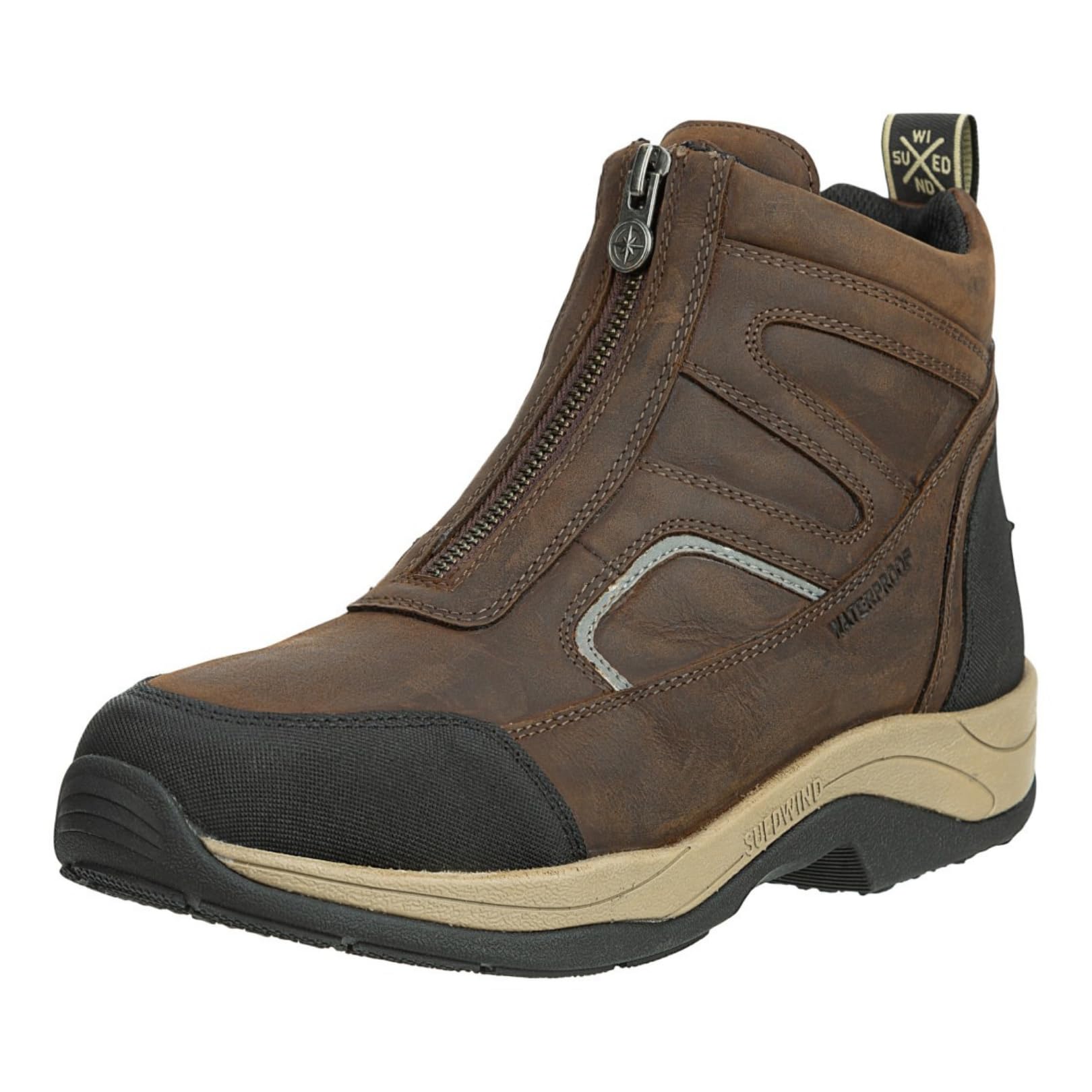 SUEDWIND FOOTWEAR Reitstiefeletten Field FZ GripFTX – Unisex Leder-Stiefeletten – Stall & Gelände Allwetterstiefeletten – Front-Zipper, Micro-Dry-Futter, GripFTX-Sohle – chocolate – 36-46