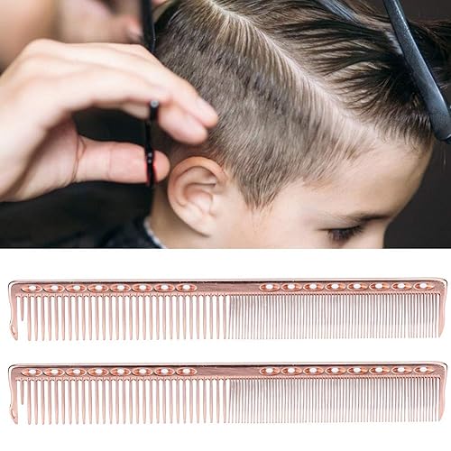 Miniatura 8 de Peines de peluquería de metal, peine profesional de acero inoxidable para peluquería, peine desenredante (oro rosa)