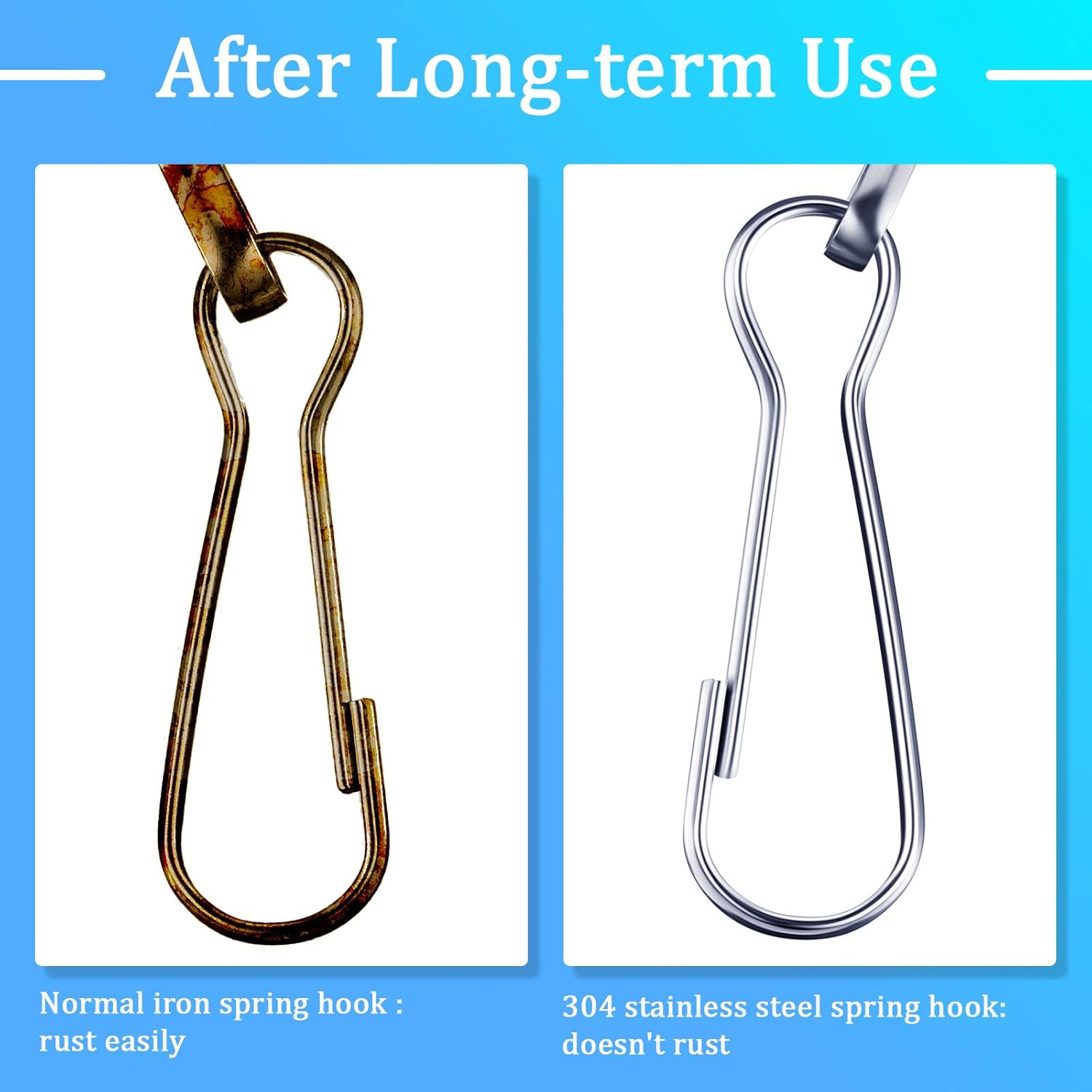 250 Pieces 6 Size 304 Stainless Steel Spring Hooks, 20mm 25mm 28mm 30mm 32mm 40mm Lanyard Snap Clip Hooks Rust-Proof Flag Pole Clips Zipper Pull for ID Card, Key Chain, Purse, DIY, Curtains - Image 3