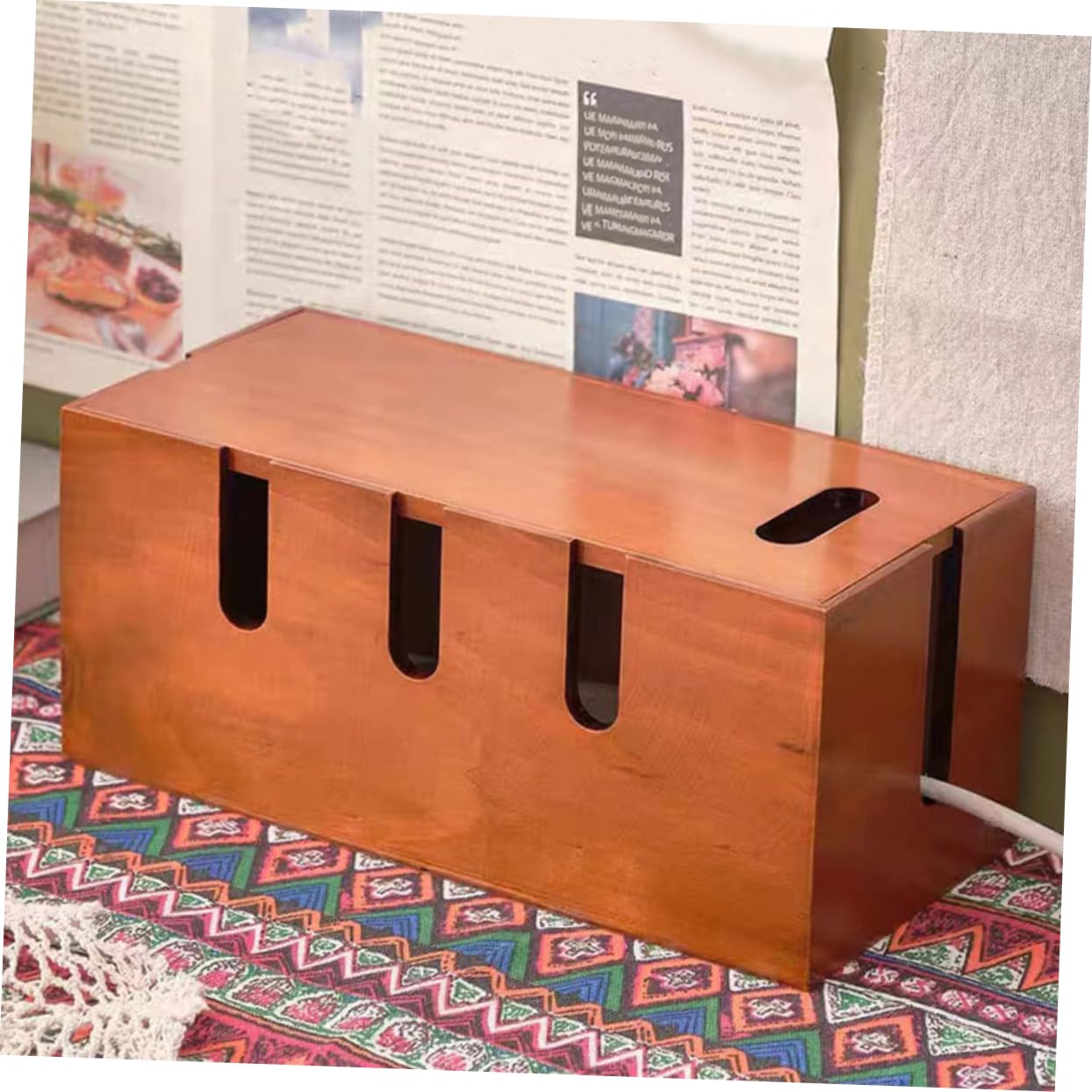 Angoily Kabelmanagementbox Kabel-Organizer Holzgehäuse Zum Verstecken Von Stromkabeln Und Aufbewahrung Von Steckdosenleisten Und Ladegeräten Für Schreibtisch