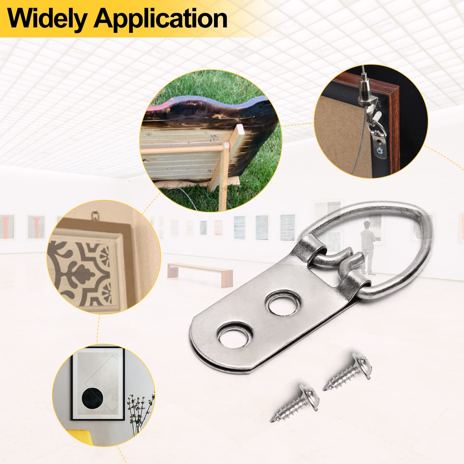 50 Sets Heavy Duty D-Ring Picture Hangers - Galvanized Steel No - View #3