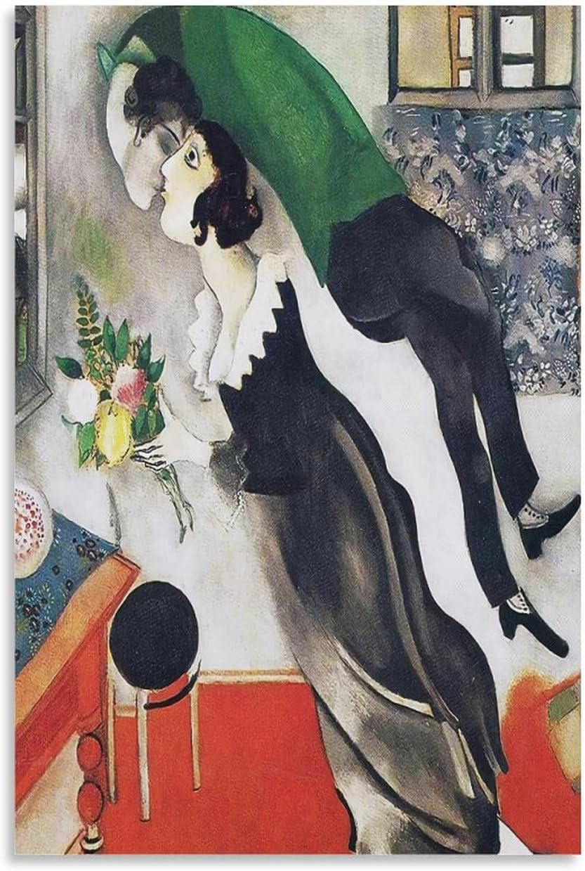 ZZYGGN GMGSW The Birthday by Marc Chagall Poster Abstract Prints Marc Chagall Canvas Wall Art Surrealism Painting for Office Picture Decor 40x60cm Unframe