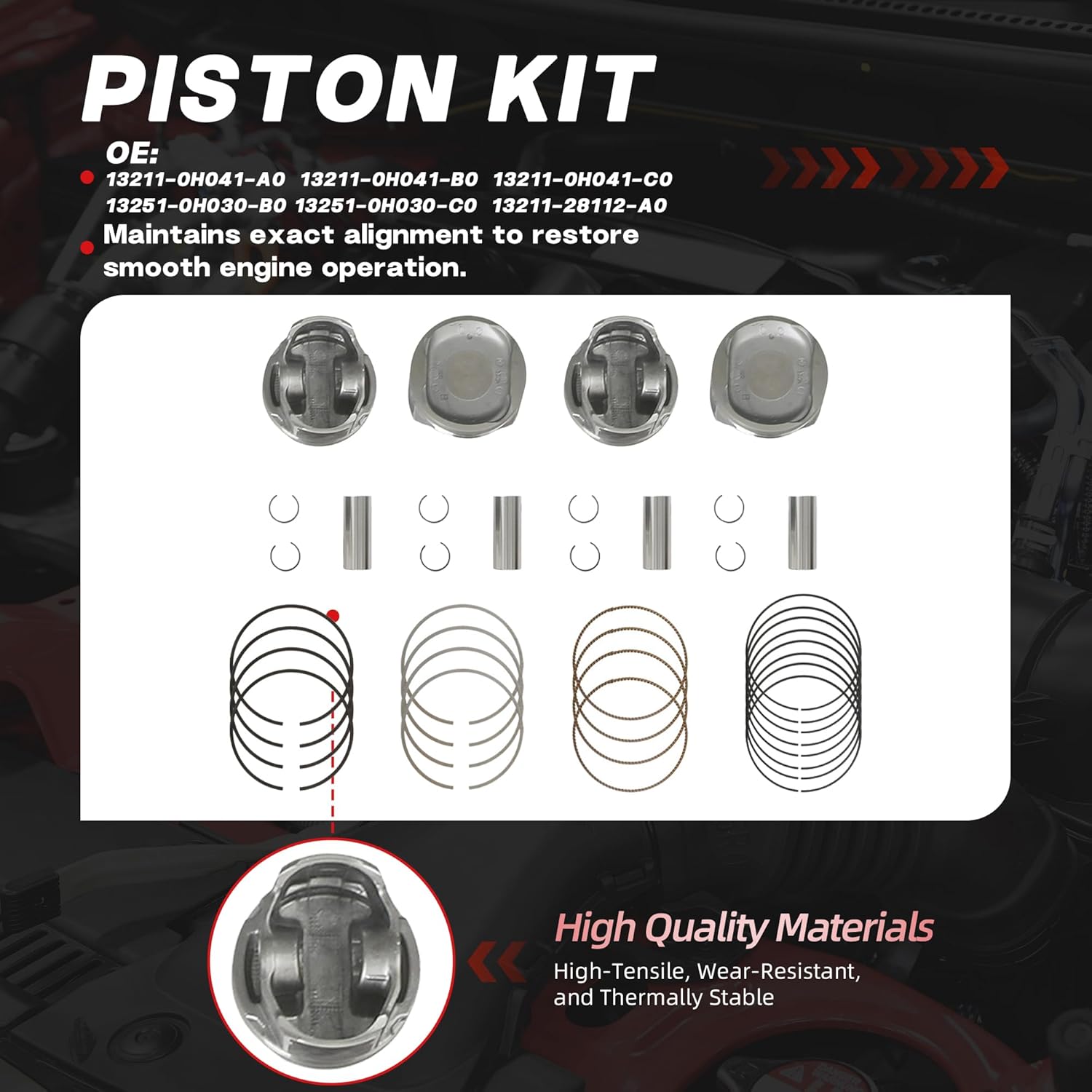 2AZ-FE Engine Rebuild Kit with Crankshaft Connecting Rods Main Rod Bearings Piston Head Gasket Set Fit For Toyota Highlander RAV4 Corolla XRS Matrix S for Scion tC xB 2AZFE 2.4L 2001-2015