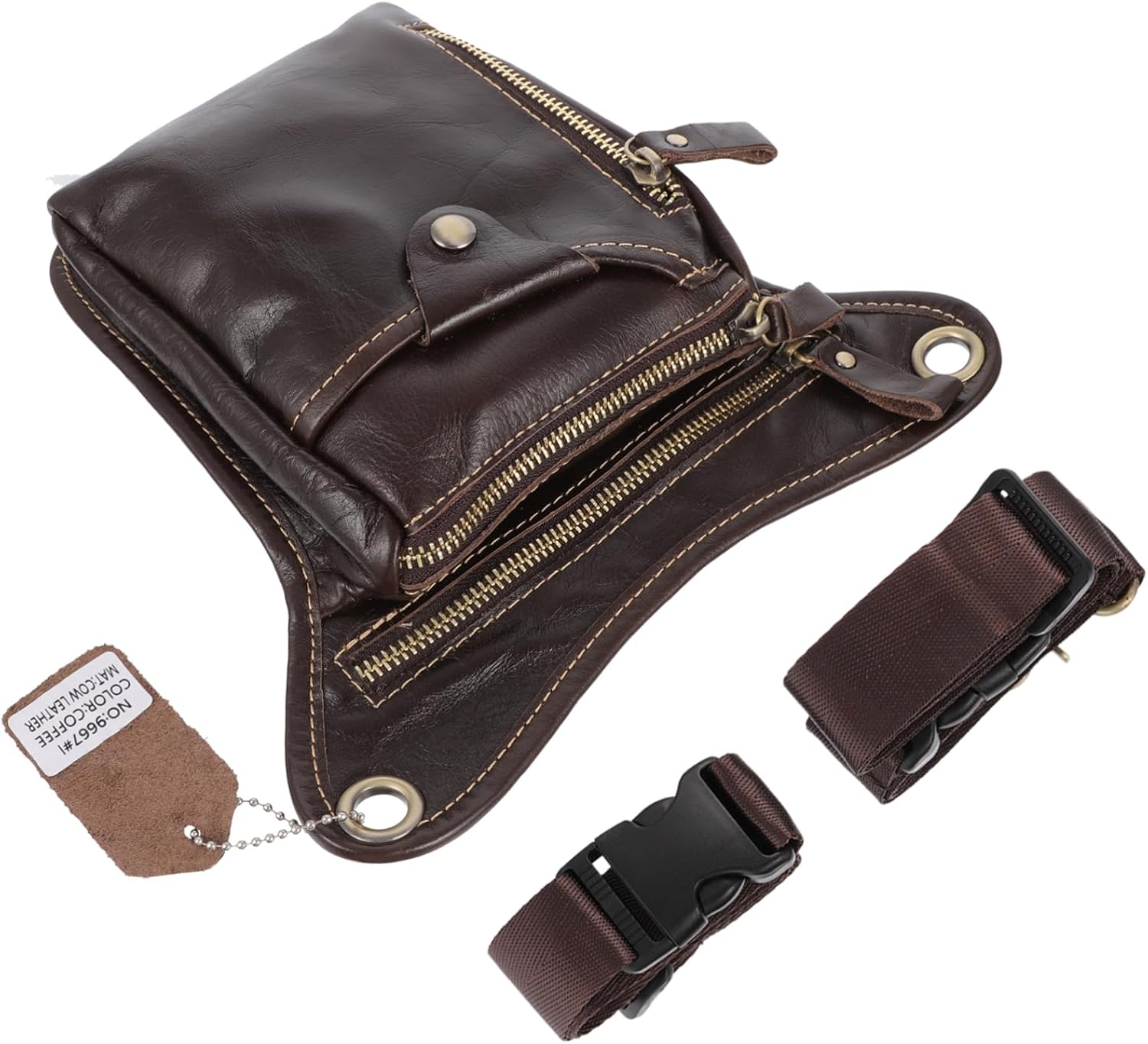 Vintage Pu Phone Bag for Men Multi-pocket Cycling Leg Pouch Retro Outdoor Waist Bag for Travel Sports and Daily Use Him