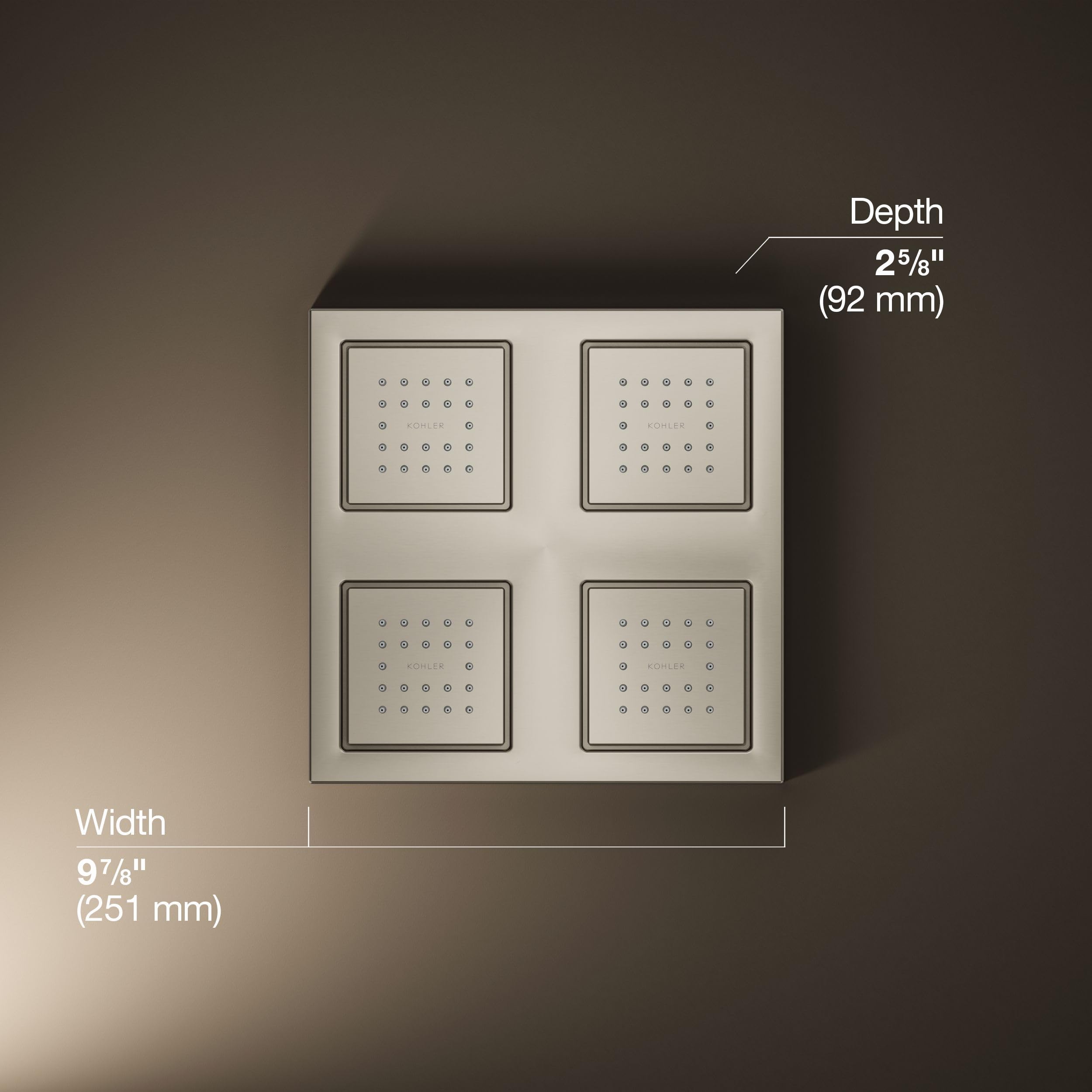 Kohler 98740-BN WaterTile® Rain Overhead shower panel with four 22