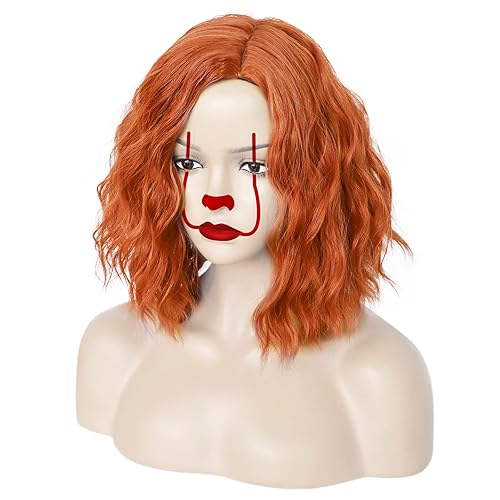 Miniatura 4 de ANOGOL Gorro de peluca + pelucas naranjas para mujer, peluca de especias de jengibre, peluca rizada naranja para cosplay, pelucas cortas onduladas
