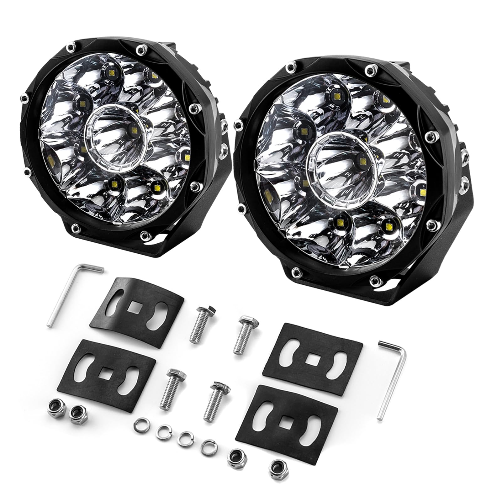 Wsays 5 Inch LED Light Pods Round Offroad Ditch Lights 6500LM Central Ultra Large Spot Light Fit Pickups, Trucks, SUVs, UTVs, ATV
