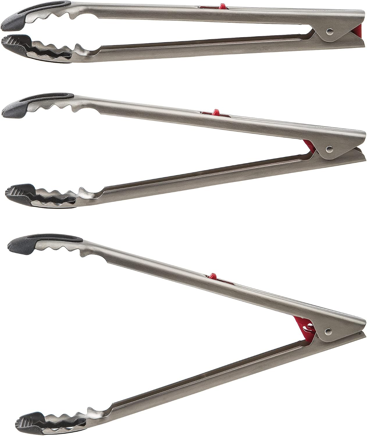 Prep Solutions 12-Inch Stainless Steel One-Handed Locking Tongs – Ergonomic Design for Easy Gripping and Serving