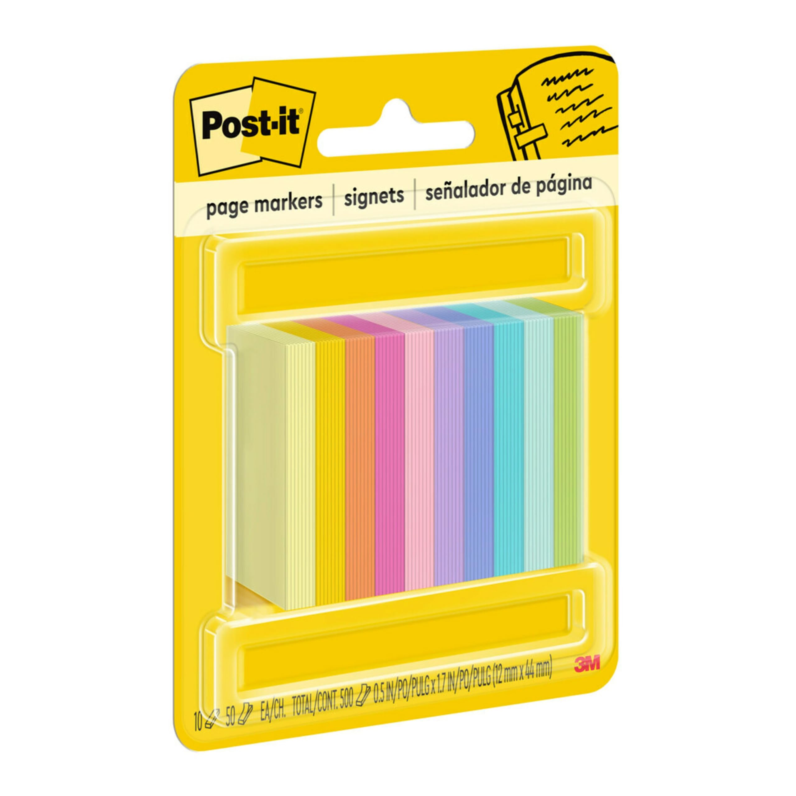 Post-it Page Markers, Assorted Bright Colors, 1/2 x 2-Inches, 50-Markers/Pad, 10-Pads/Pack, 2-Pack - Image 9