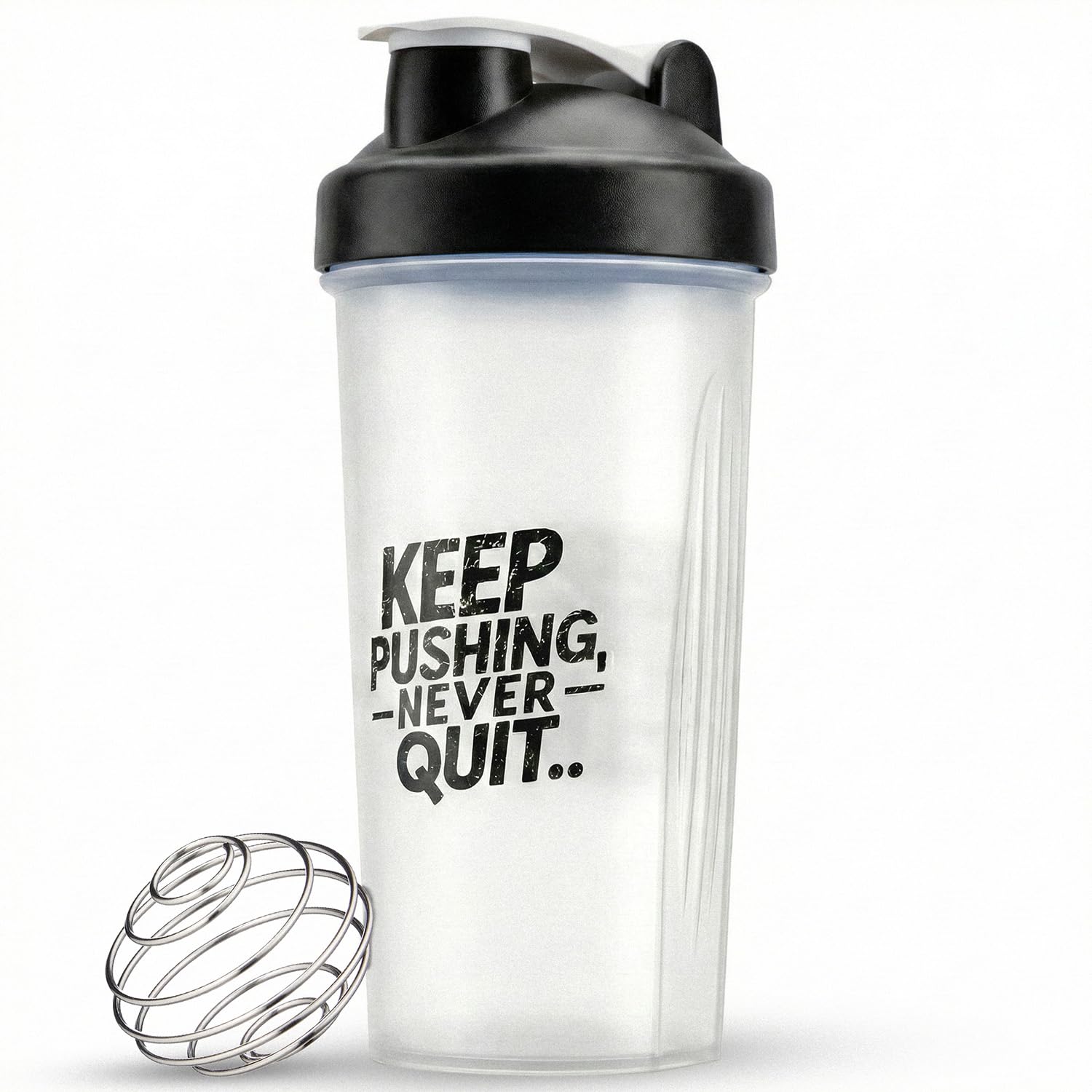 Active 100 Men's White & Black Protein Shaker Bottle 600Ml, Leakproof With Stainless Steel Wire Mixing Ball, Bpa-Free, Dishwasher Safe Gym Shaker For Protein Shakes, Smoothies, Pre-Workout & Supplets (White & Black)
