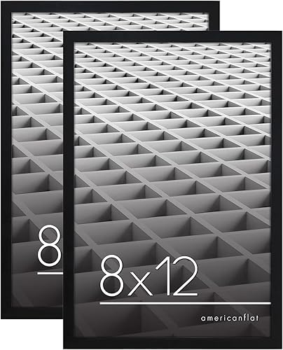 Americanflat Portarretratos de 8 x 12 pulgadas con vidrio inastillable, colección Streamline, portarretratos delgado para pared y mesa, accesorios