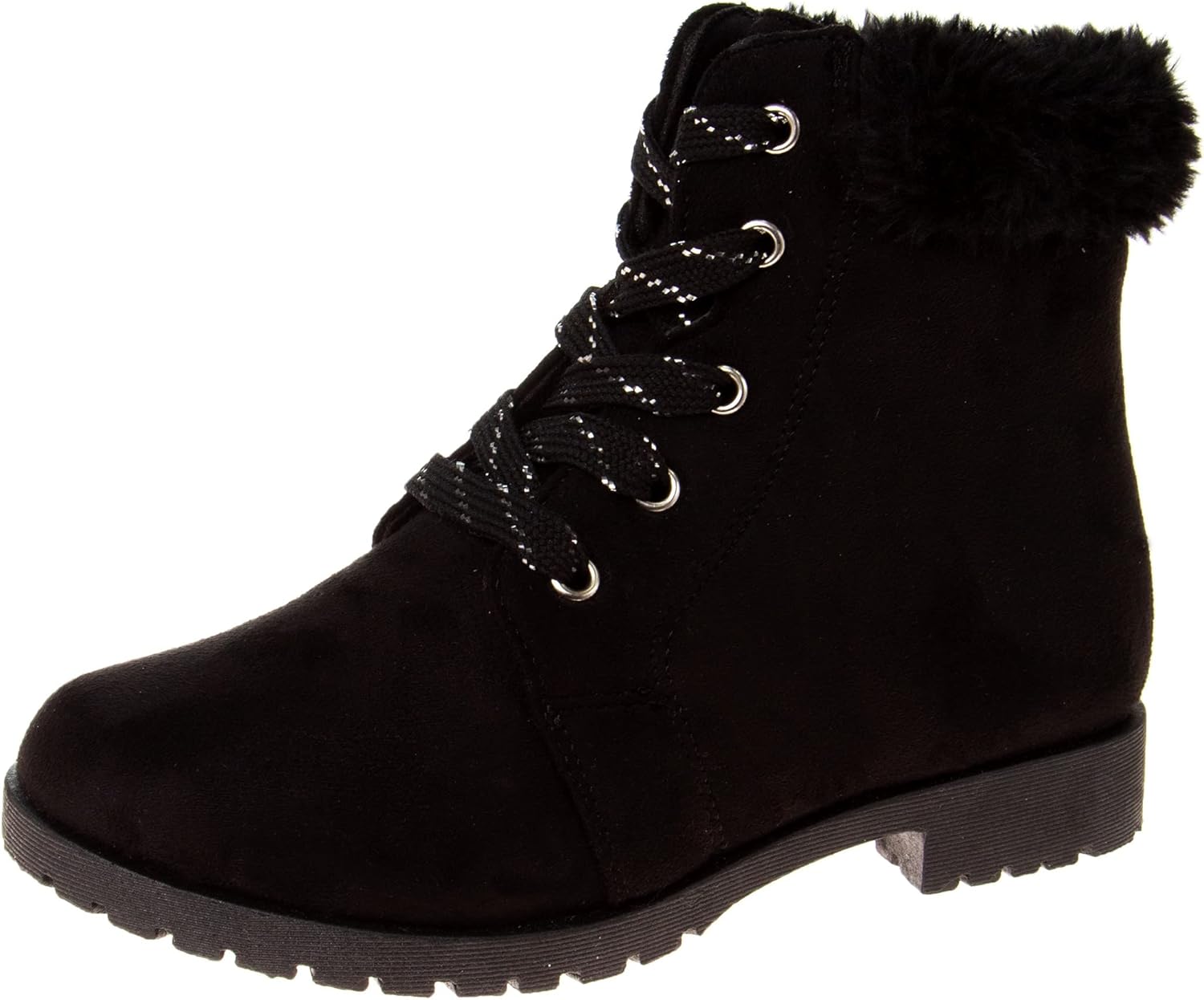 KENSIE GIRL Kids Girls Winter Boots- Kids Fashion Dress Ankle Combat Boots - Black (11 Medium Little Kid)