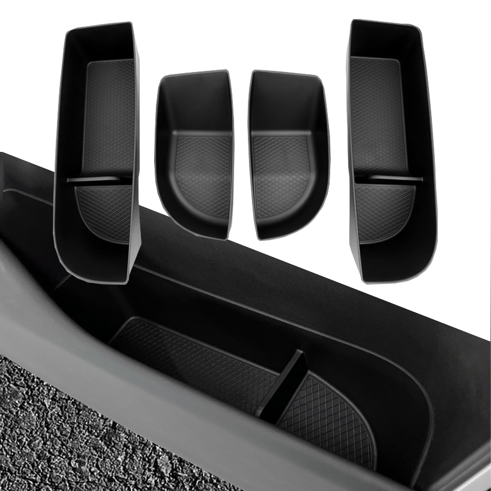JULIK Lot de 4 Organiseurs de Portière pour XPeng G9 (2024-2026) – Bacs de Rangement en TPE Imperméable – Protection de Vide-Poches Avant et Arrière – Accessoires d'Intérieur Durable – Noir