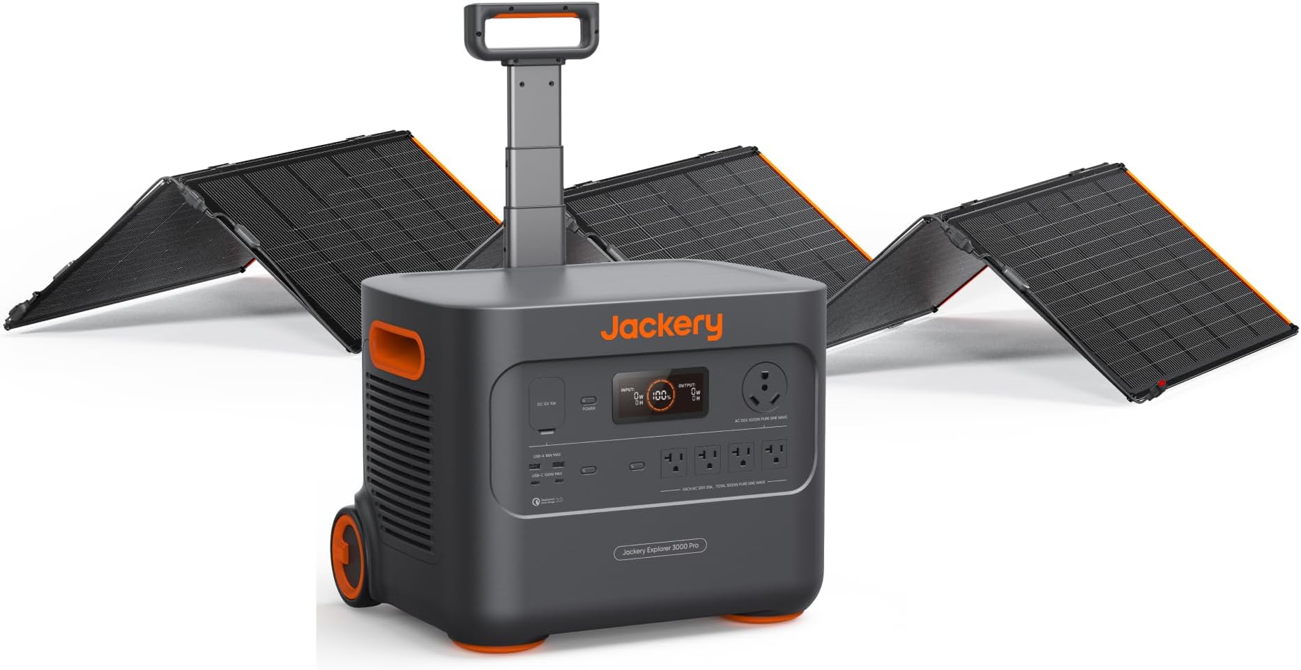 Jackery Solar Generator 3000 PRO 500WX, 3024Wh Power Station with 500W Solar Panels, Fast Charging in 2.4 Hours, Intelligent BMS, 2xPD 100W Ports for RV Outdoor Camping & Power Outages Black, Orange
