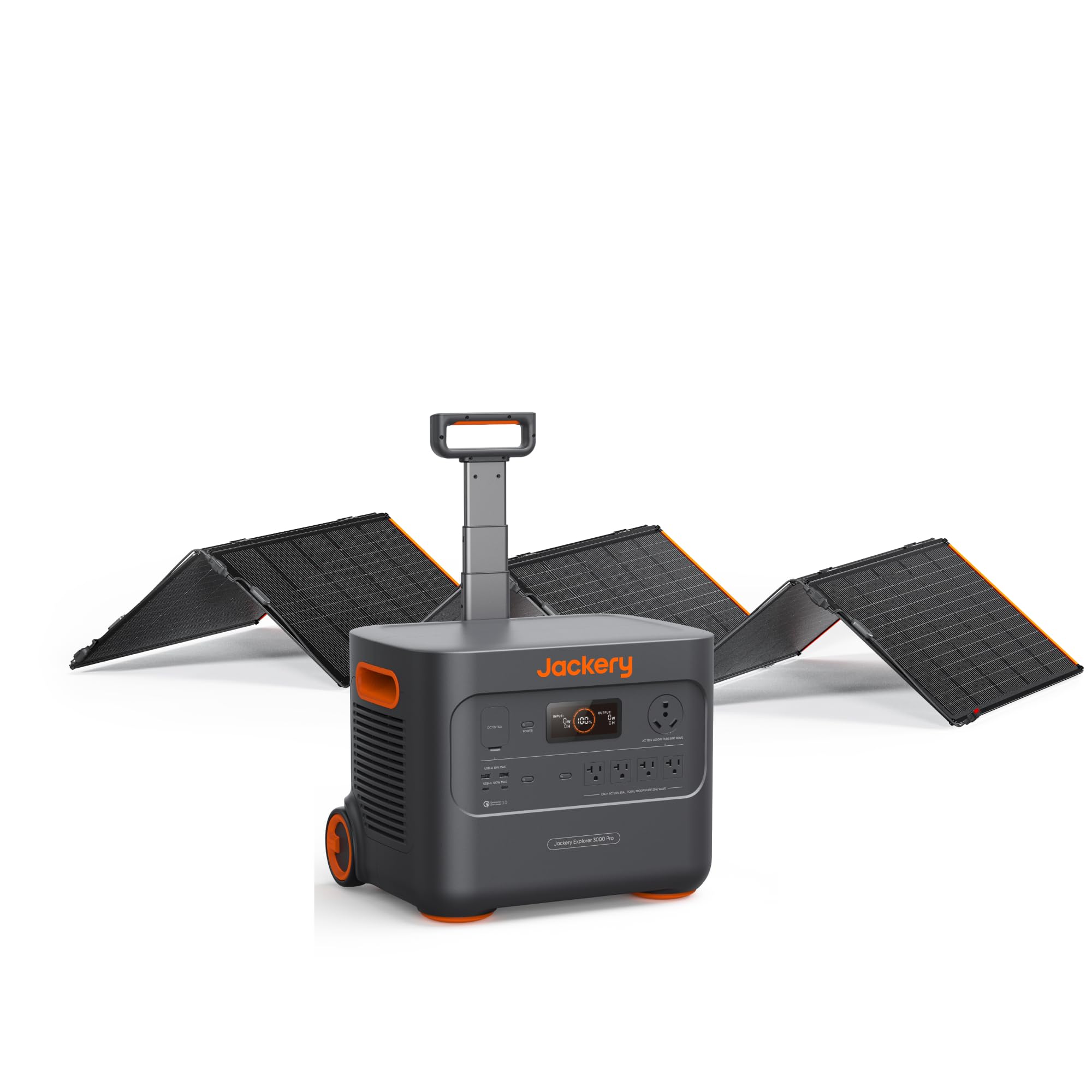Jackery Solar Generator 3000 PRO 500WX, 3024Wh Power Station with 500W Solar Panels, Fast Charging in 2.4 Hours, Intelligent BMS, 2xPD 100W Ports for RV Outdoor Camping & Power Outages Black, Orange