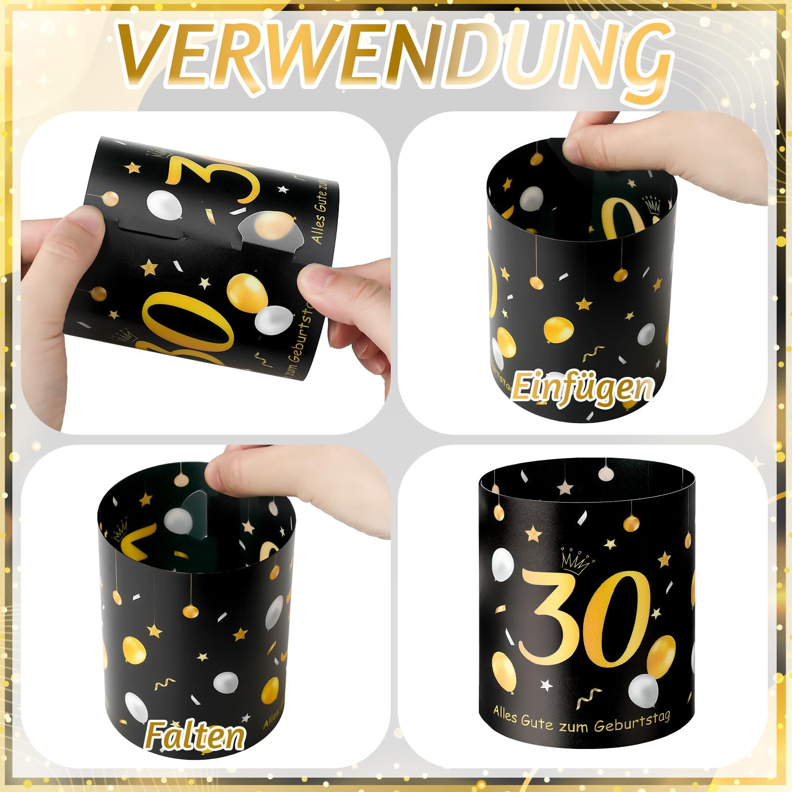 12x Windlichter Happy Birthday - Bunte Tischdeko Für Geburtstagsfeiern