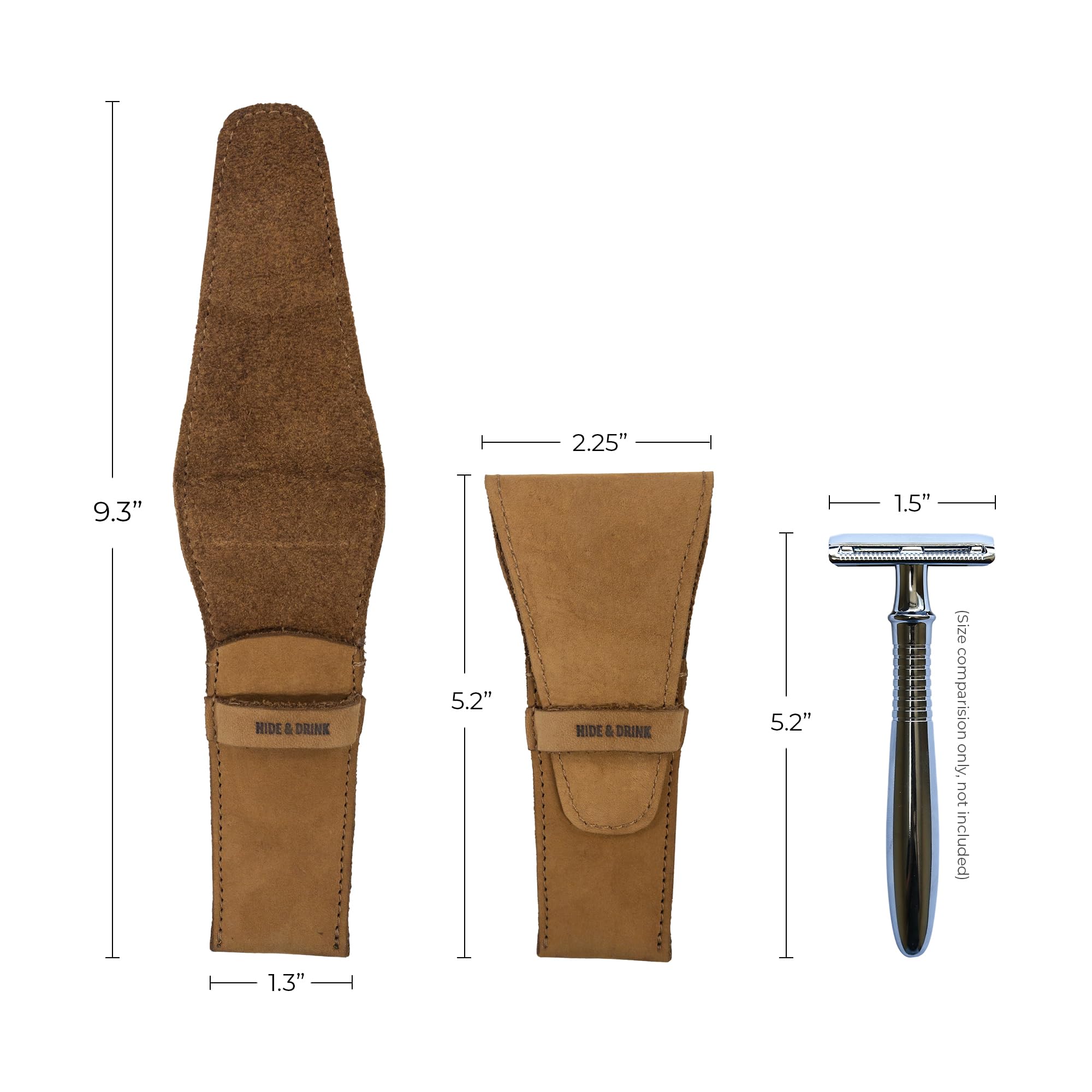 Hide & Drink, funda de cuero de seguridad para maquinilla de afeitar, accesorios de afeitado, esenciales para el cuidado personal, hecho a mano. Incluye 101 años de garantía: tabaco viejo