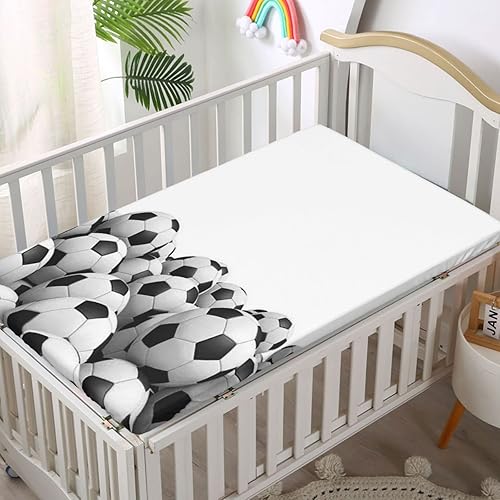 Miniatura 2 de Sábana bajera ajustable para cuna con temática deportiva, sábana bajera estándar para cuna, material ultrasuave, ideal para habitación de niños o