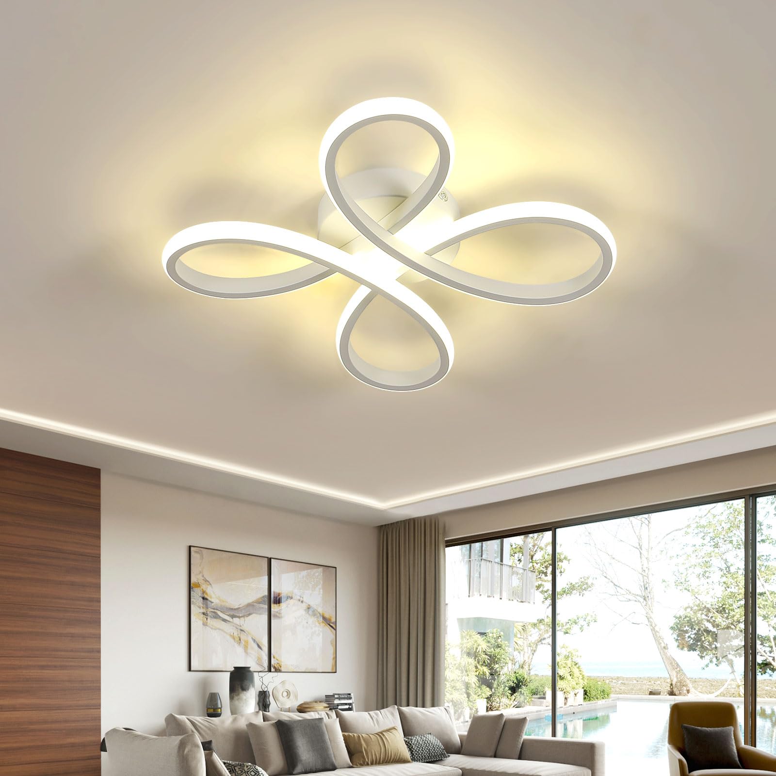 SENQIU LED Deckenleuchte, 30W 3375LM Deckenlampe Natürliches Weiß 4500K, Modern Deckenbeleuchtung Flower Form LED Schlafzimmerlampe für Wohnzimmer Küche Badezimmer, 30CM