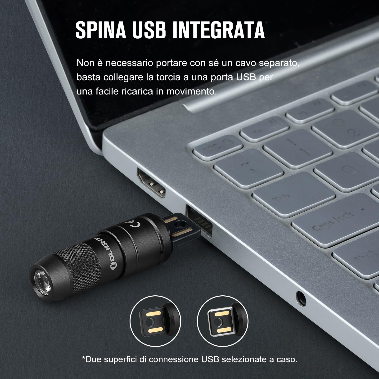 OLIGHT I Mini 2 Mini Torcia Portachiavi a LED con Base Magnetica, Ricarica USB-A, Grado IPX6 e 21 Metri, Torcia Portachiavi Compatta per Picnic, Riparazioni ed Emergenze (Nero)