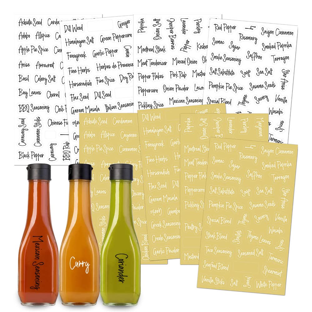 Etichette Trasparenti Per Spezie - 276 Pezzi, Resistente Ad Acqua E Olio, Prestampate, Per Organizzazione - Foto 10