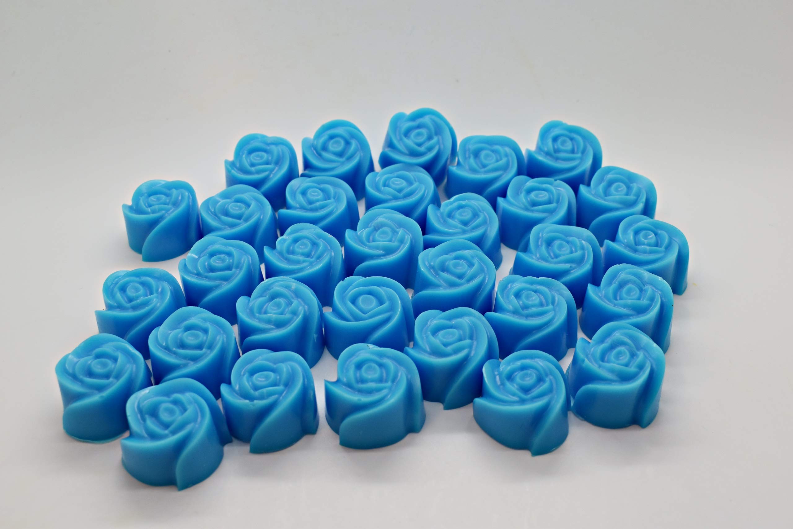 50 x Mini-Rosen-Seife – Gastgeschenke für Hochzeit, Geburtstag, Party, Duft, Großpackung Oq (Blau – Jellybean)