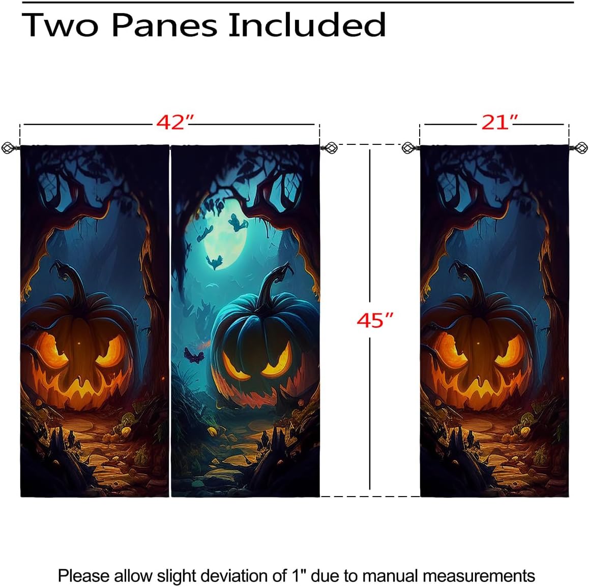 Halloween Blackout Curtains for Girls Boy Home Decor, Pumpkin Horror Black Spooky Forest Moon Grommet Thermal Insulated Drapes Darkening Window Curtain for Bedroom Living Room, 42 x 45 Inch