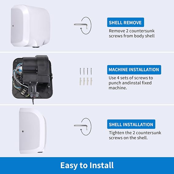Goetland Stainless Steel Commercial Hand Dryer 1800w Automatic High Speed Heavy Duty Dull Polished